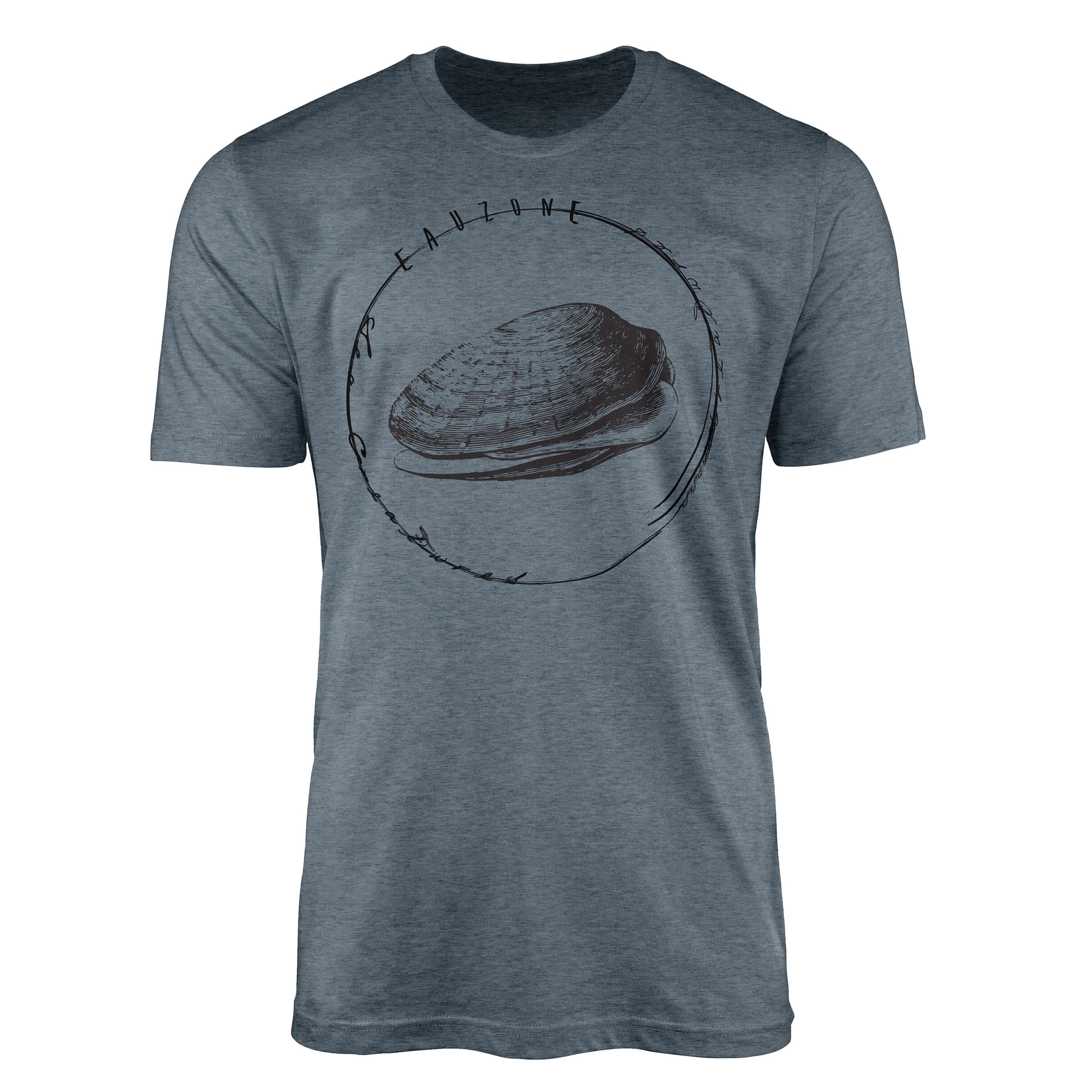 Sinus Art T-Shirt T-Shirt Tiefsee Fische - Serie: Sea Creatures, feine Struktur und sportlicher Schnitt / Sea 065 Indigo