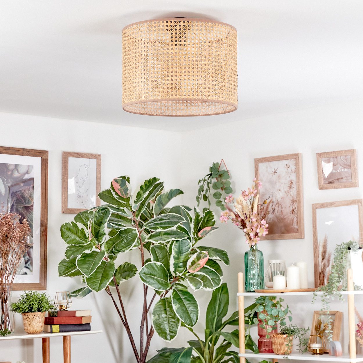 hofstein Deckenleuchte Deckenlampe aus Metall/Wienergelecht/Stoff in günstig online kaufen