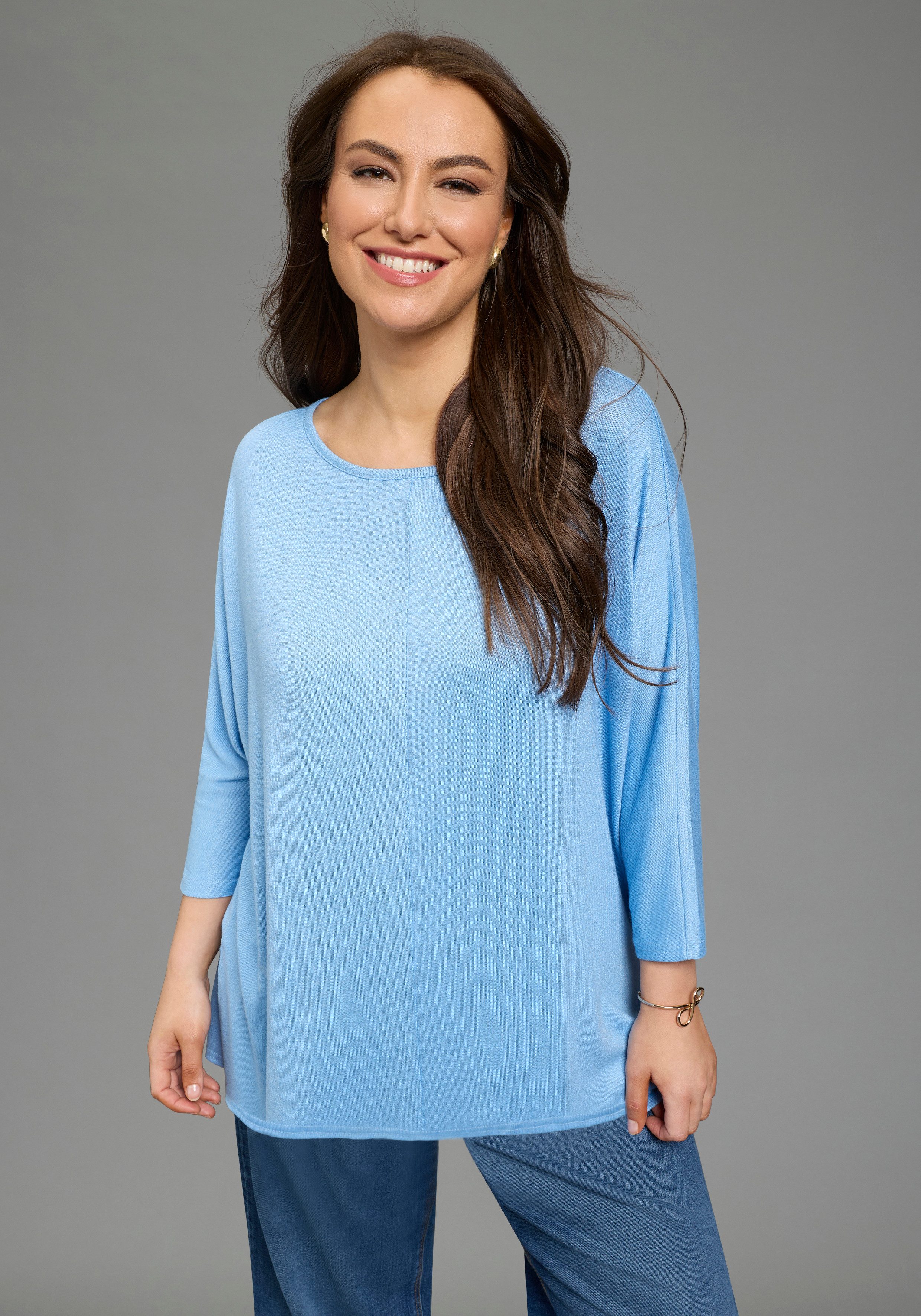 Laura Scott CURVE 3/4 Arm-Pullover mit figurschmeichelnder Passform und 3/4 günstig online kaufen