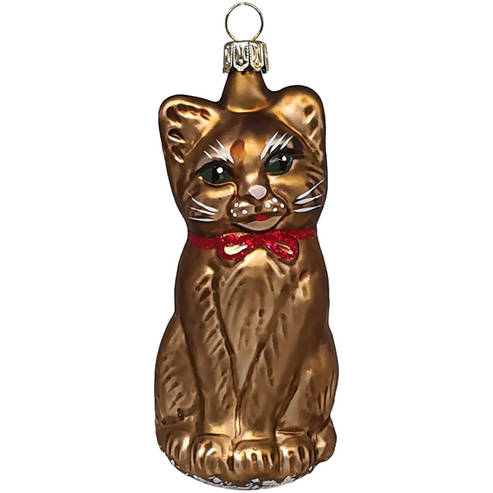 Schatzhauser Christbaumschmuck Katze, Eichhornkatze braun 11cm - Schatzhauser Weihnachtsschmuck (1-tlg), mundgeblasen, handbemalt