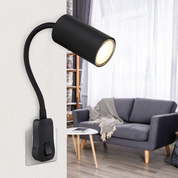 Globo Wandleuchte Wandleuchte Innen Wandlampe mit Schalter Wohnzimmer Schlafzimmer, mit Stecker, schwarz, ohne Leuchtmittel, Lichtfarbe ist abhängig vom Leuchtmittel, Schalfzimmer, Esszimmer, Küche, Flur