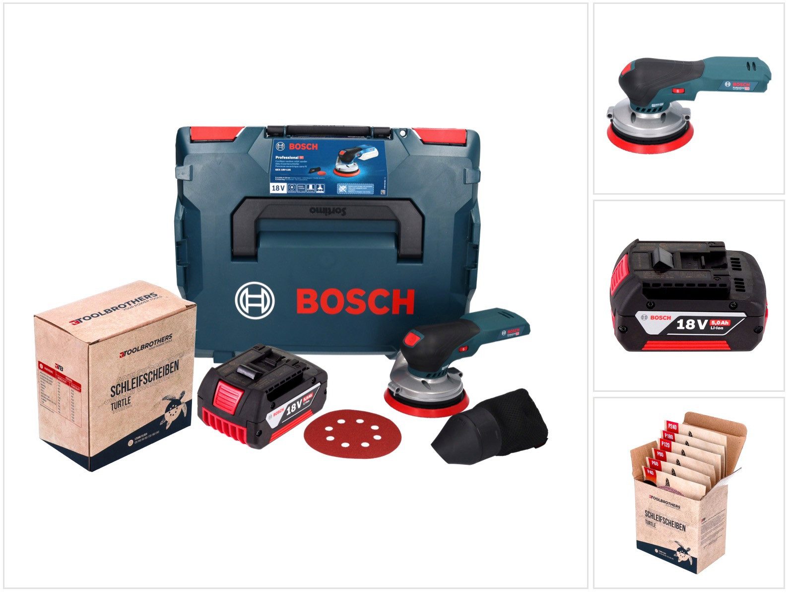 Bosch Professional Akku-Exzenterschleifer GEX 18V-125 Professional 18 V 125 mm Brushless + 1x Akku 5,0 Ah