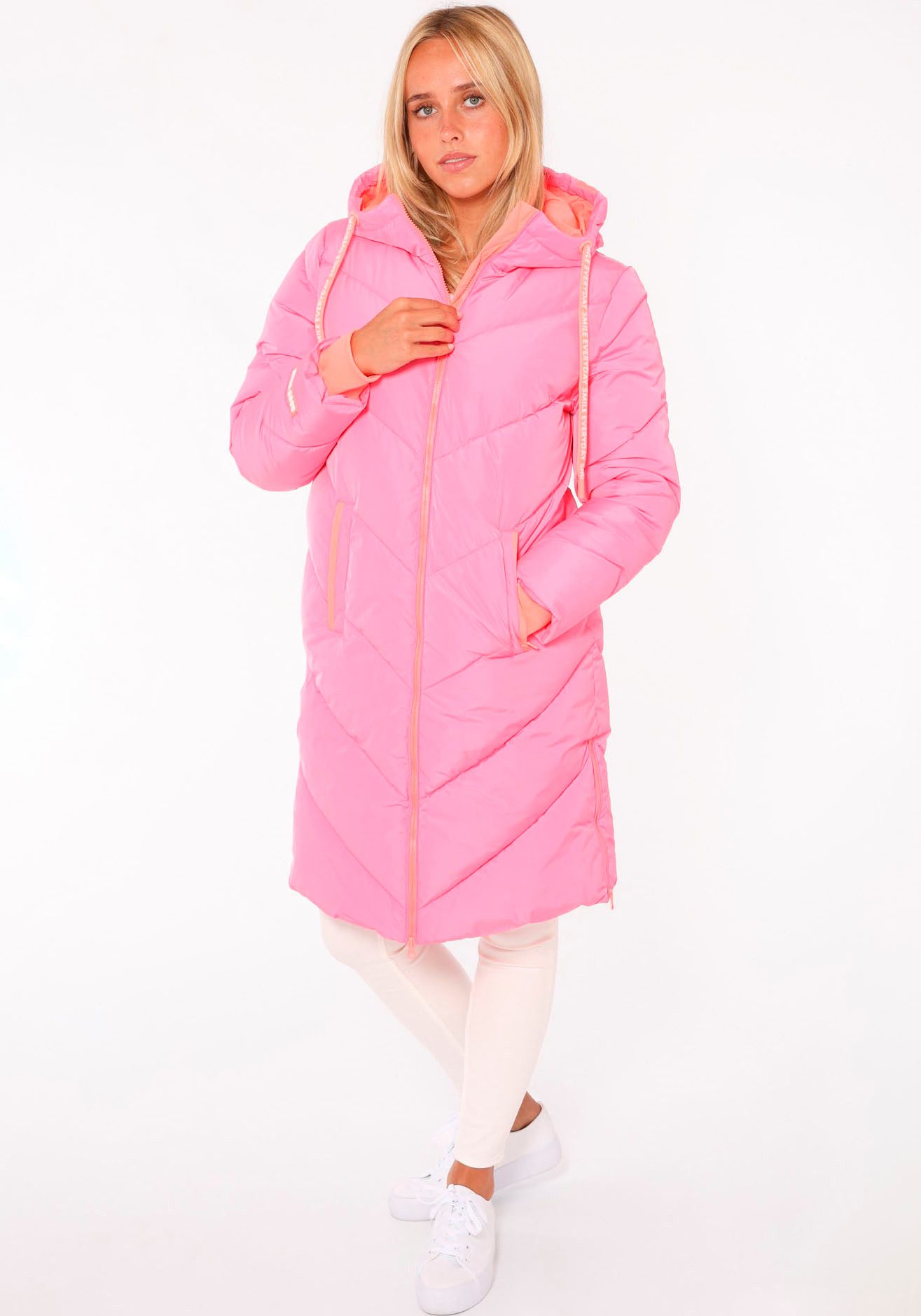 Zwillingsherz Steppjacke "Good Vibes Only" mit Kapuze, Backprint und bedruc günstig online kaufen