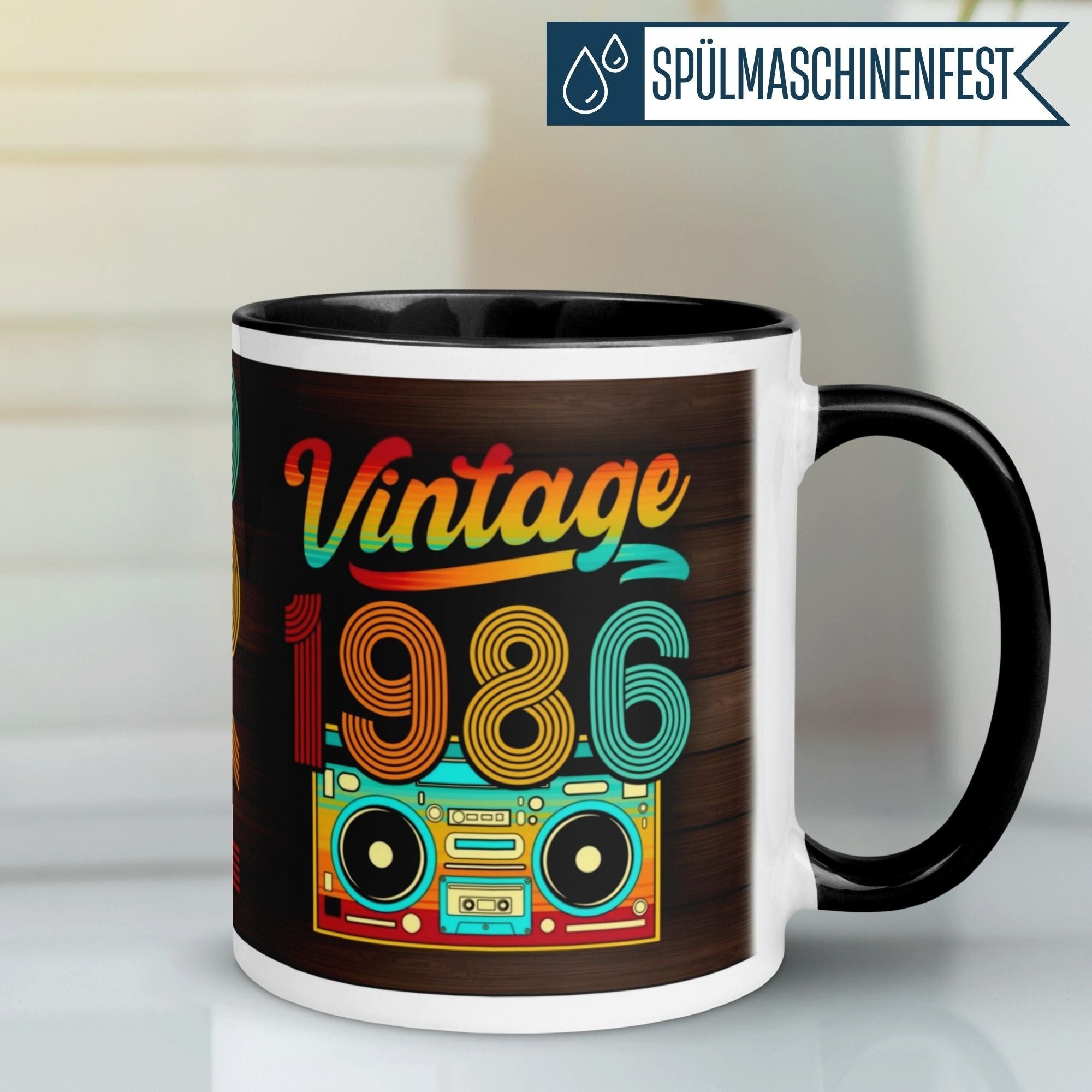 Momentals Tasse 40. Geburtstag Mann Frau – „Vintage 1986“ – Geburtstagsgeschenk, Gratis Versand · Links-&Rechtshänder · Spülmaschinenfest