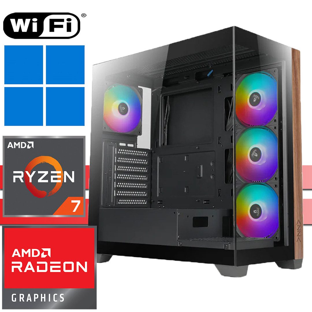 X-HARDWARE X-Entry Gaming Computer 5700G, 16GB RAM, 256GB SSD + bis zu 4TB HDD Gaming-PC (AMD Ryzen 7 5700G, Radeon Graphics (iGPU), 16 GB RAM, 0 GB HDD, 256 GB SSD, Luftkühlung, Windows 11)