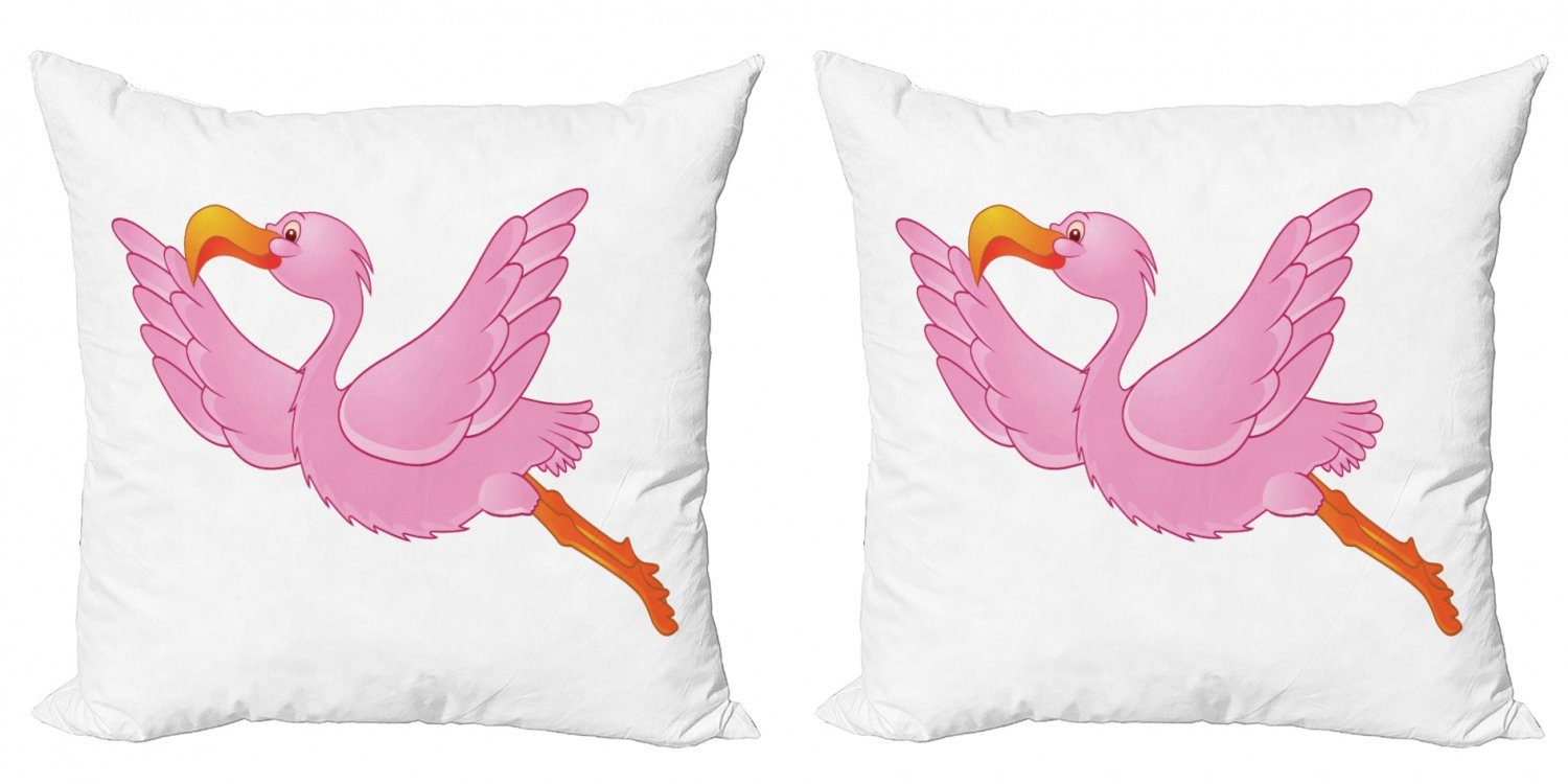 Kissenbezüge Modern Accent Doppelseitiger Digitaldruck, Abakuhaus (2 Stück), Orange und Rosa exotische Flamingo