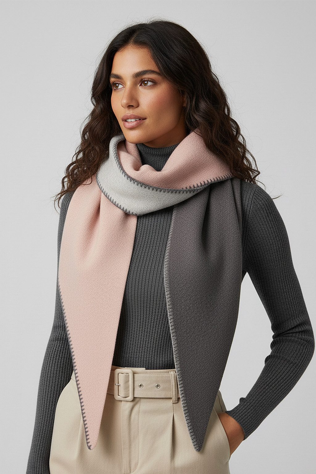 Faera Modeschal Modern mit Kontrastnaht, (1-St), 9429 in Grau