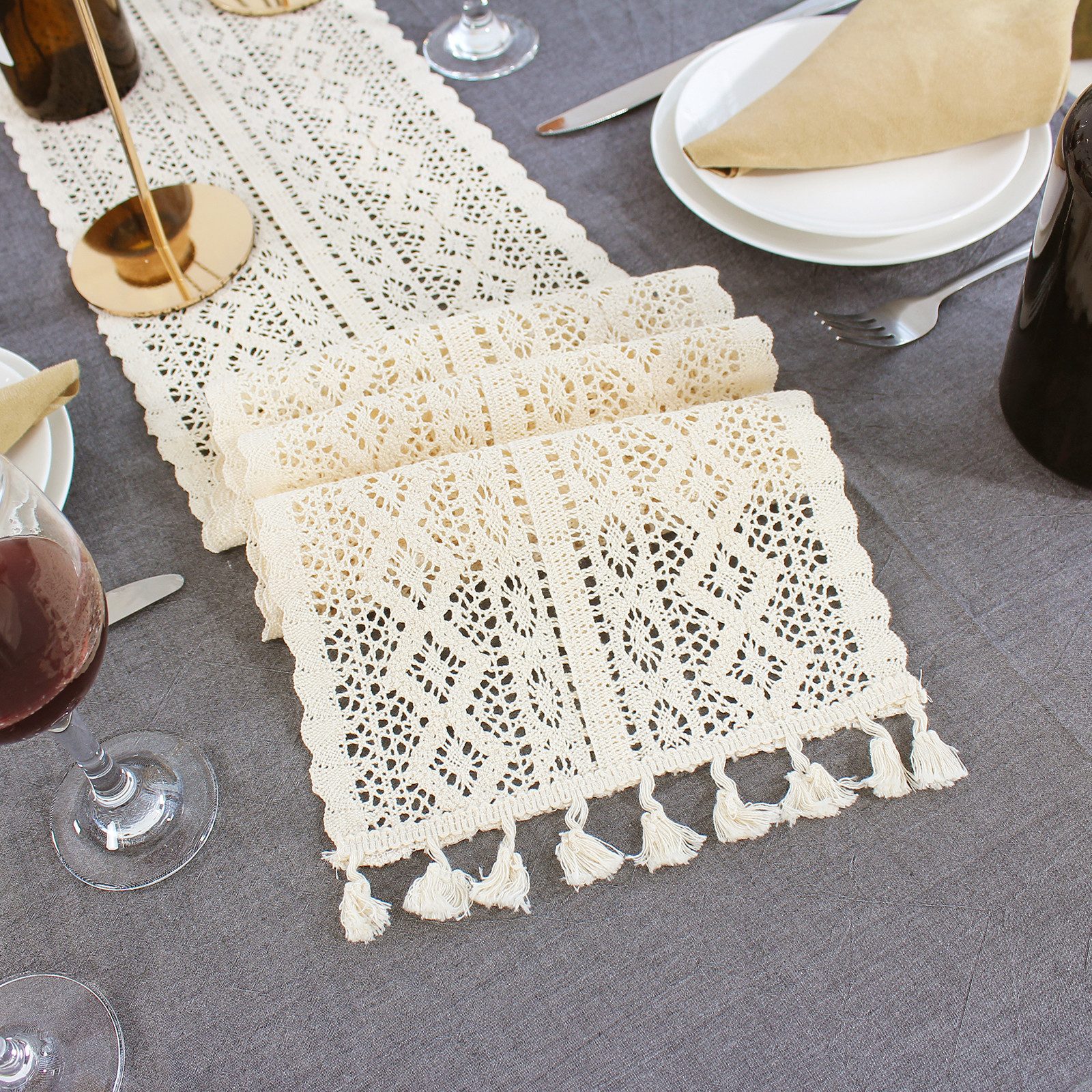 BTTO Tischläufer Boho Baumwollflachs Tischläufer mit Quasten, Home Party De günstig online kaufen