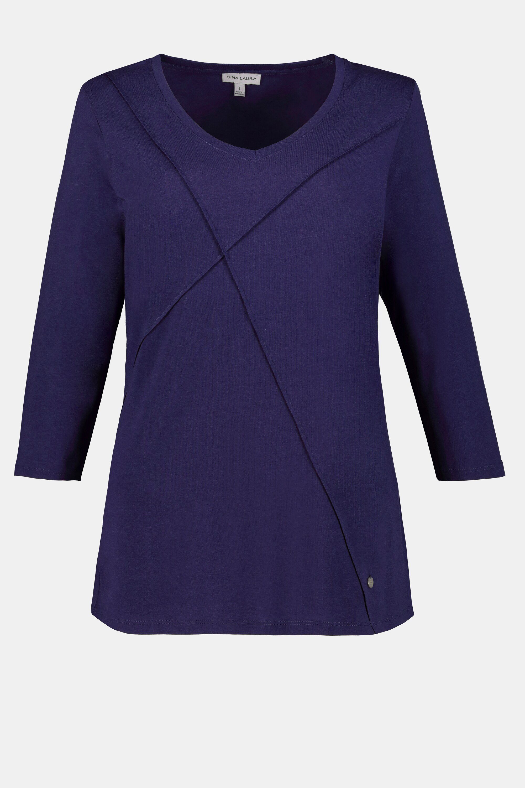 Gina Laura T-Shirt Shirt Ziernähte 3/4-Ärmel