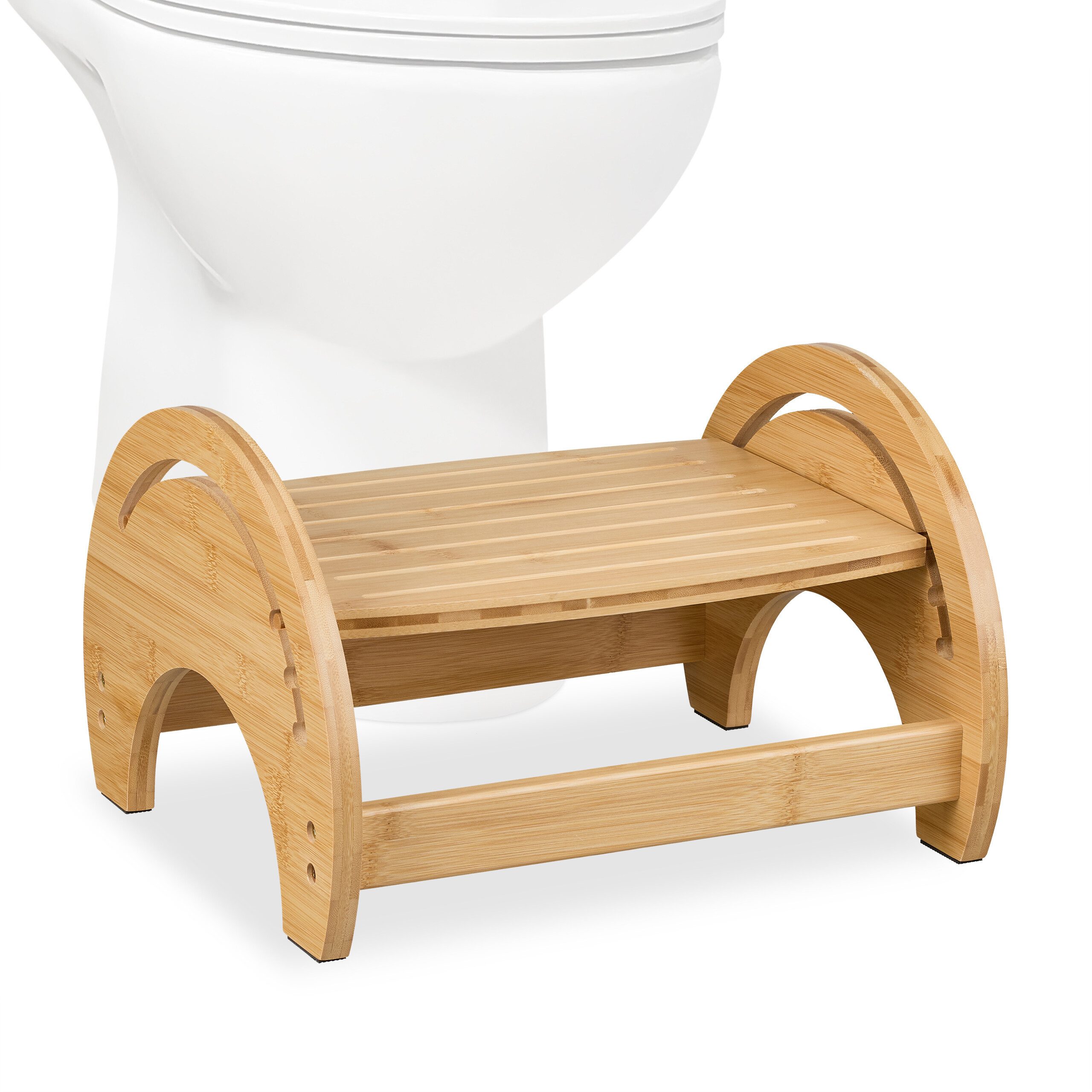 relaxdays Badhocker Verstellbarer Toilettenhocker aus Bambus günstig online kaufen