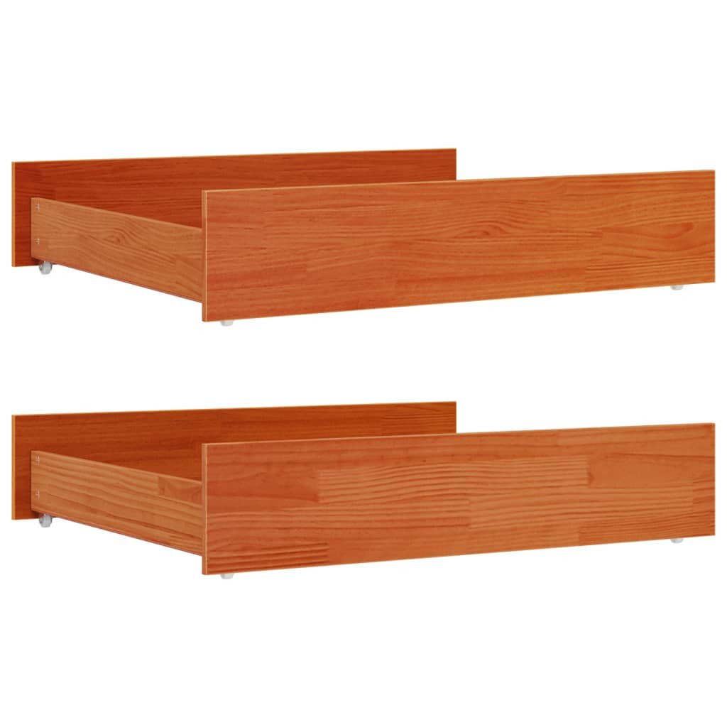 Bettschubkasten Bettschubladen 2 Stk. Wachsbraun Massivholz Kiefer