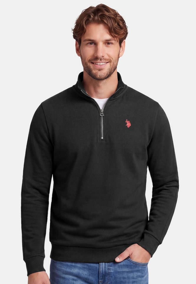 U.S. Polo Assn. Stehkragenpullover USNiico – Herren Half-Zip Pullover mit Logo-Stickerei Weiche Baumwollmischung, sportlich-elegantes Design und hoher Komfort