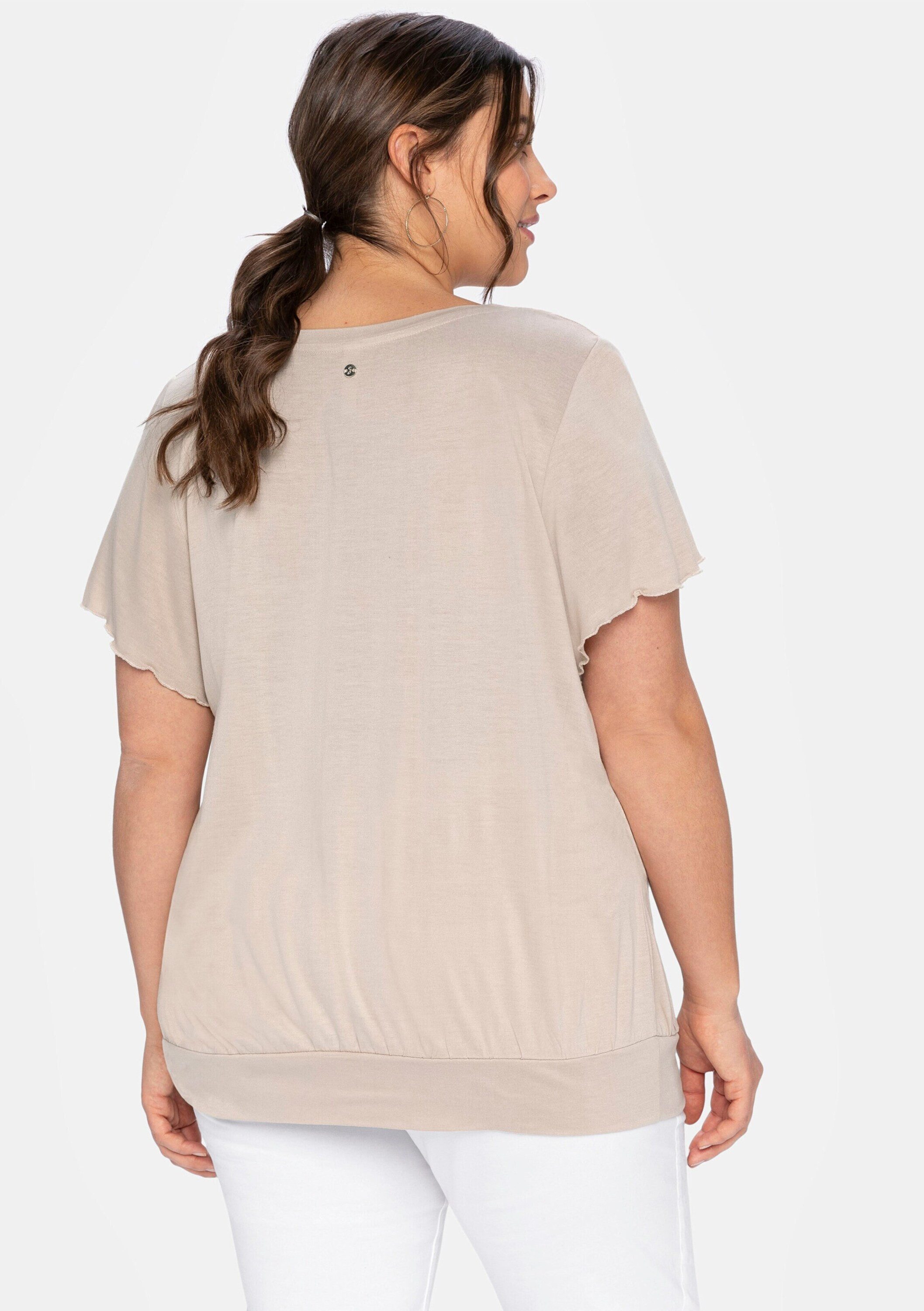 Sheego T-Shirt T-Shirt Kurzarm mit Flügelärmeln