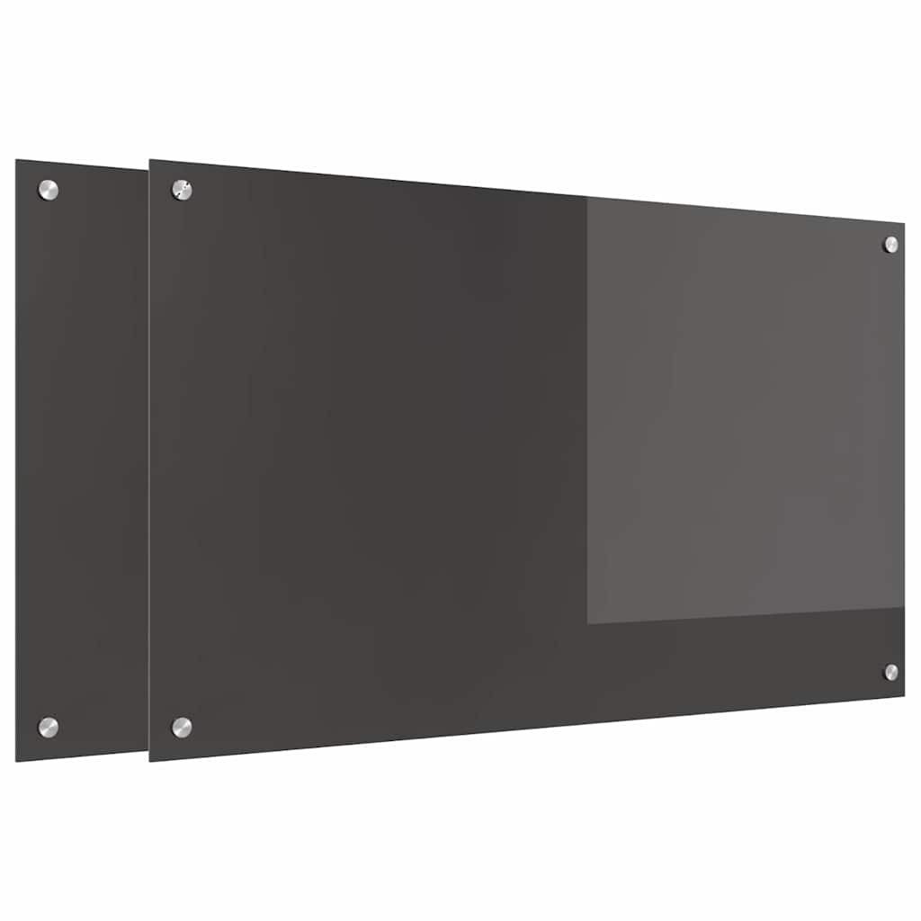 vidaXL Küchenrückwand Küchenrückwand 2 stk. Dunkelgrau 100 x 60 cm Gehärtetes Glas, (2-tlg)