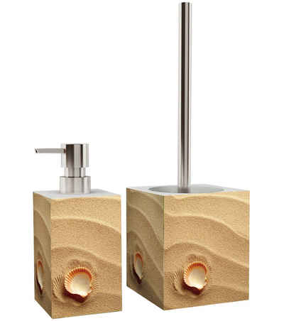 Sanilo Badaccessoire-Set Clam, WC-Bürste und Seifenspender, 2 tlg., 2-tlg., auswechselbarer Bürstenkopf, stabile Pumpe, hochwertig & modern