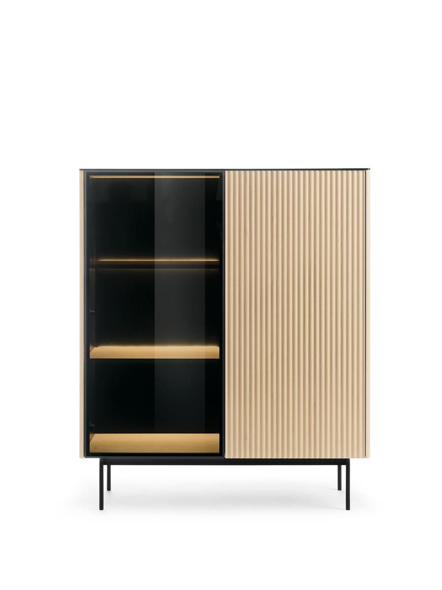 Compleo Standvitrine elegant mit Metallfüße, Vitrine modern OMBIS
