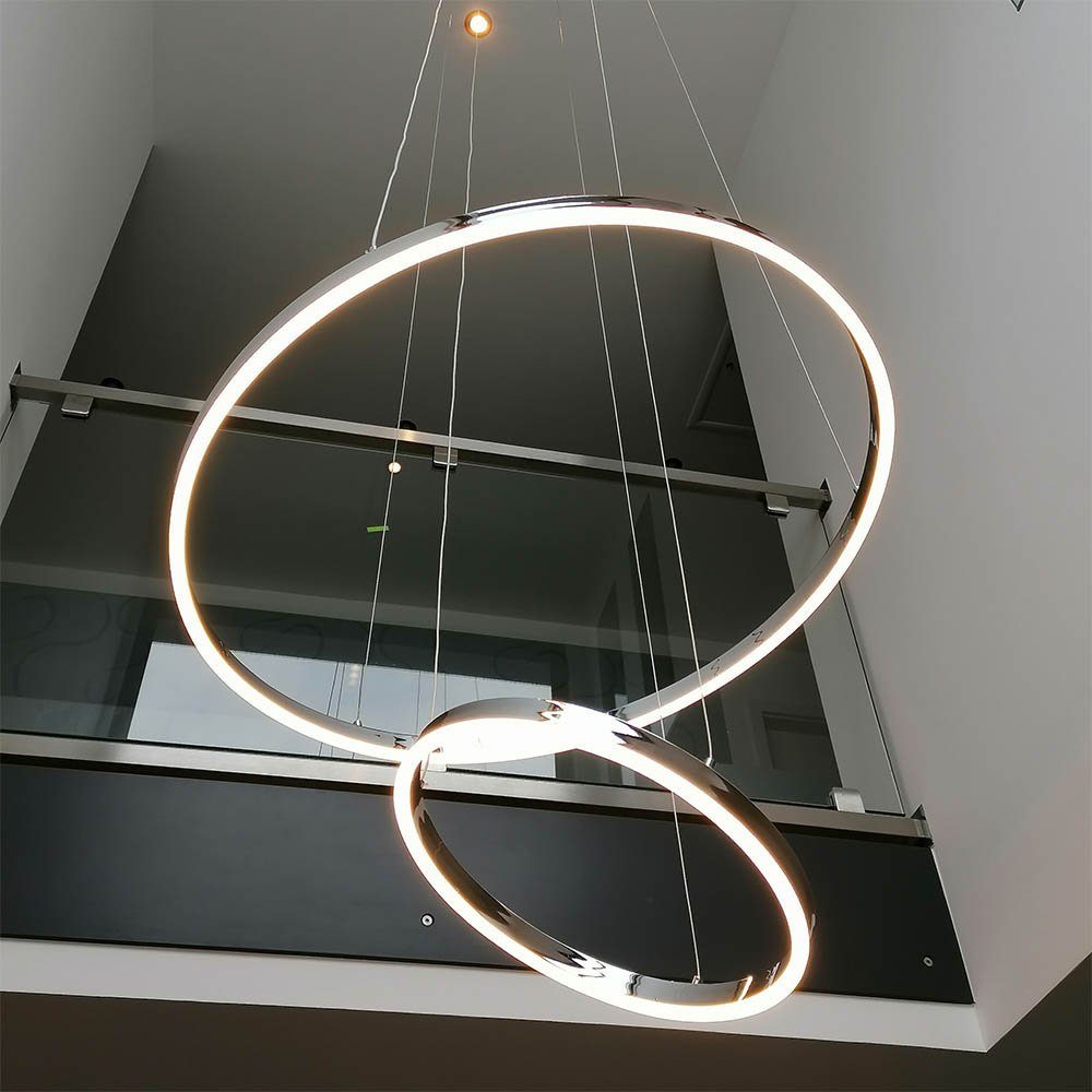 Abhängung direkt indirekt 5m Warmweiß oder s.luce Pendelleuchte LED 100 Ring Aluminium, Pendelleuchte
