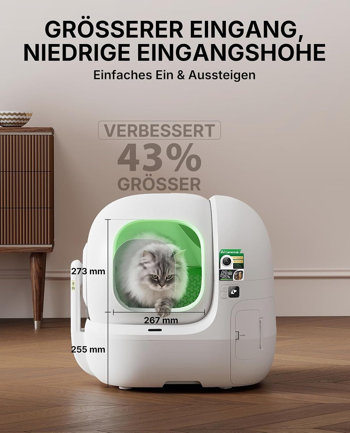 PETKIT Katzentoilette PETKIT PUROBOT Max Pro 2 Selbstreinigende Katzentoilette, vollautomatische Katzentoilette