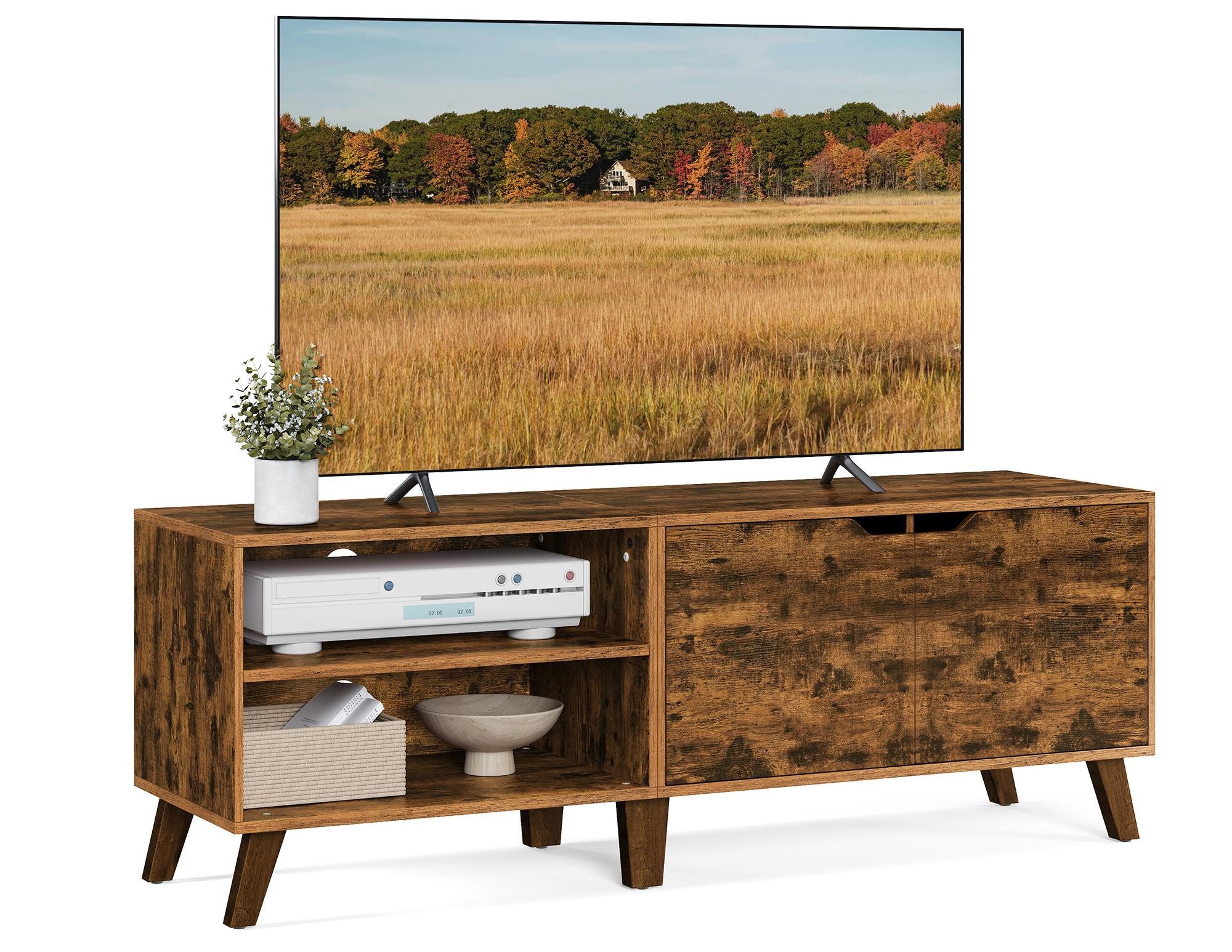 VASAGLE Lowboard TV-Schrank Lange 140cm, für Fernseher bis zu 65 Zoll, bis 50 kg belastbar Vintage