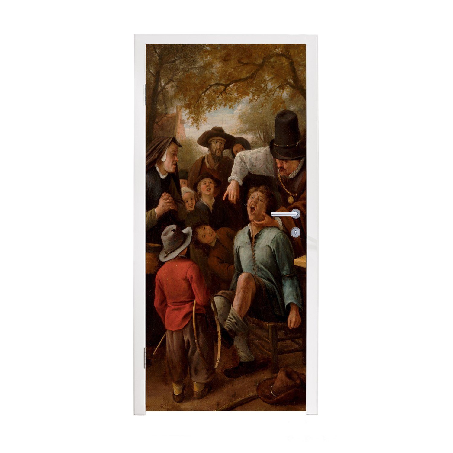 MuchoWow Türtapete Der Zahnzieher - Jan Steen, Matt, bedruckt, (1 St), Fototapete für Tür, Türaufkleber, 75x205 cm