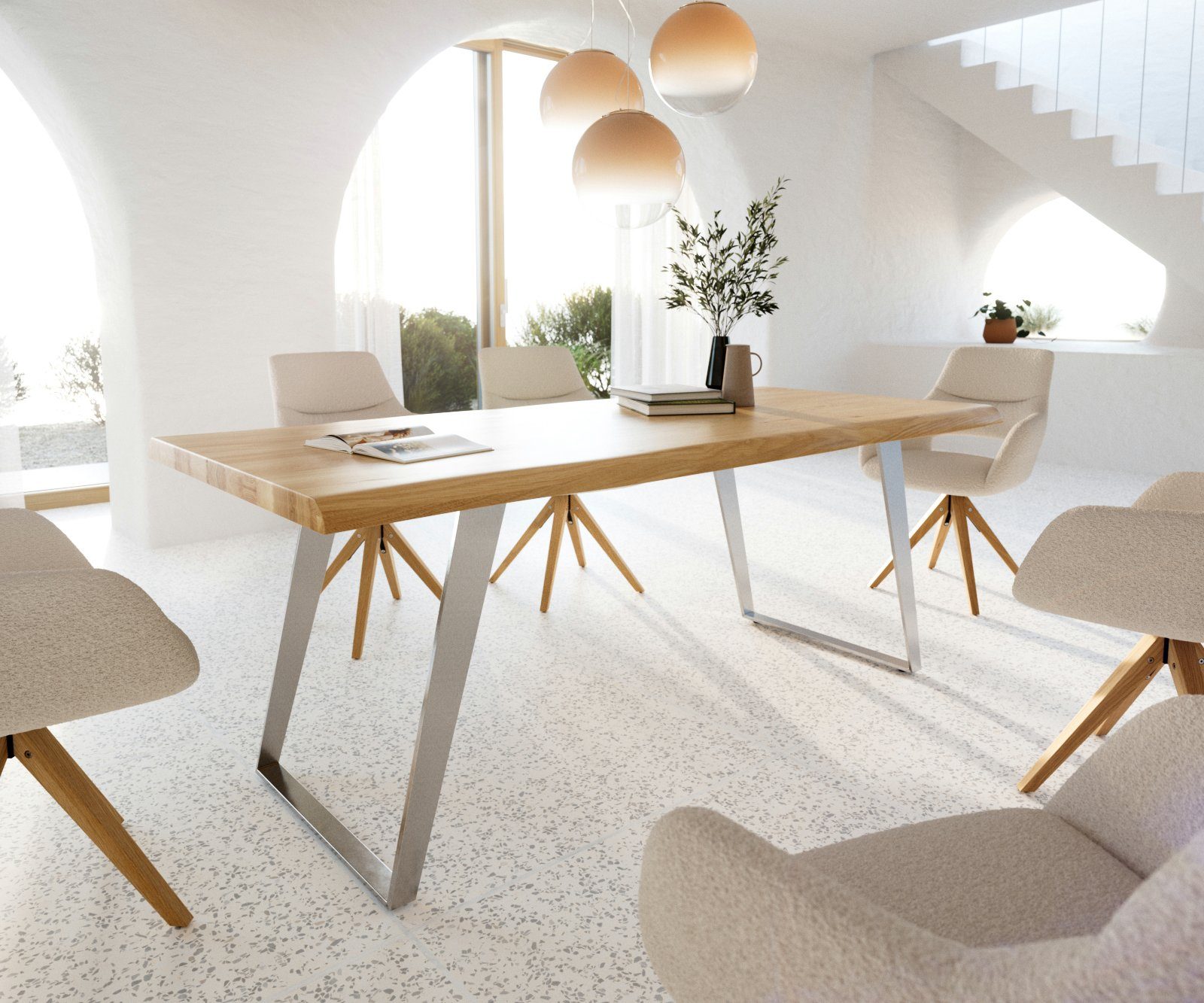 DELIFE Esstisch Edge, Eiche Natur 200x100 günstig online kaufen