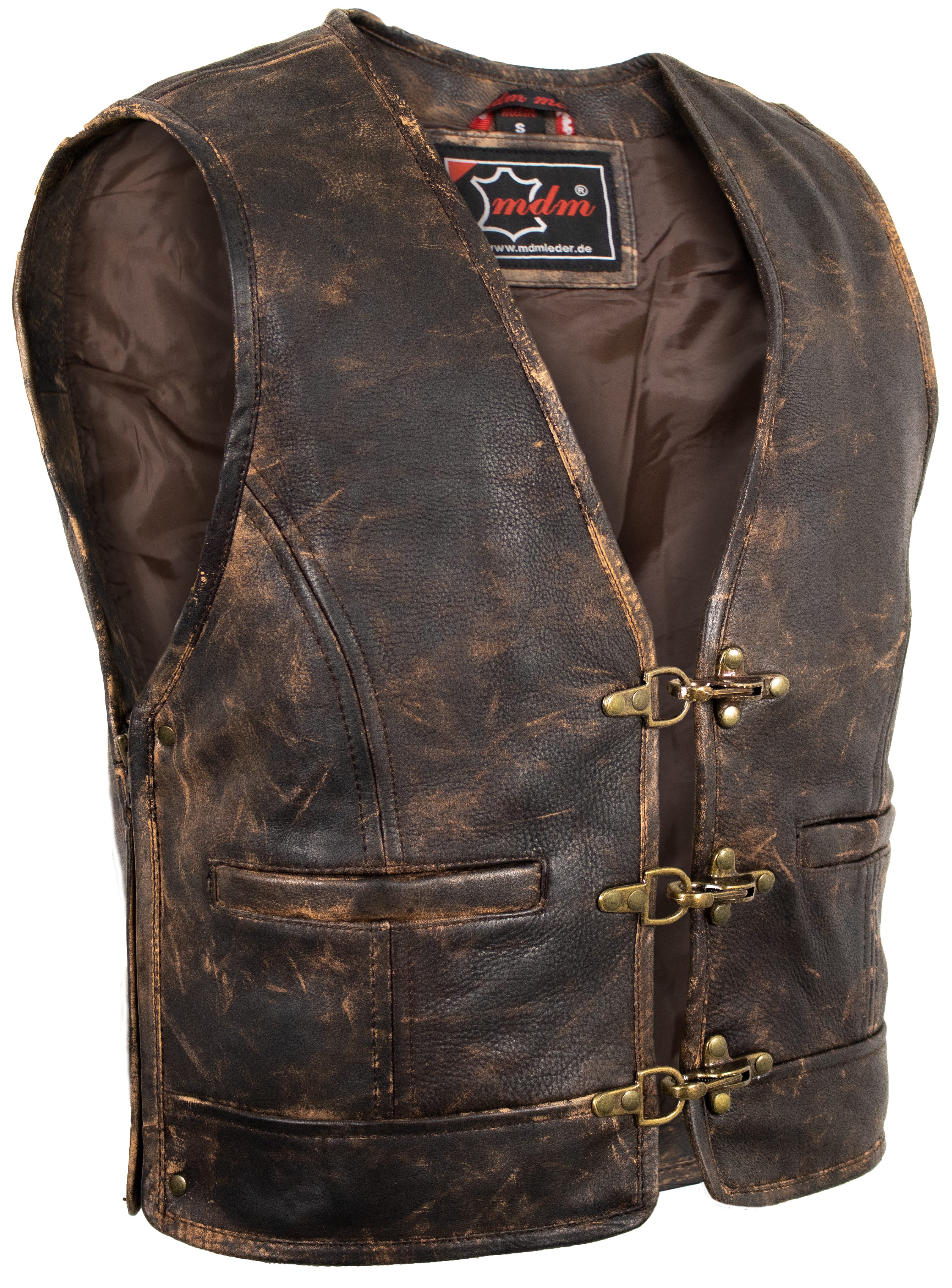 MDM Lederweste Herren Vintage Lederweste (Biker Weste, Lederweste, Motorrad günstig online kaufen