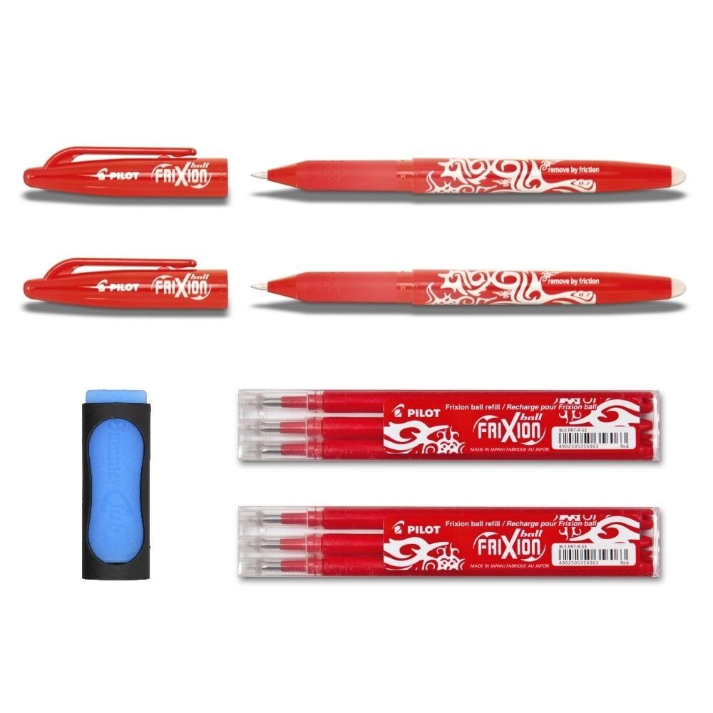 Pilot Pen Tintenroller 2 Frixion Ball 0.7 + 6 Ersatzminen 0.7 + Radierer