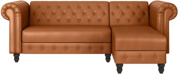 Dorel Home Ecksofa Felix, L-Form, 241 cm (Liegefl.108x195 cm), Recamiere tauschbar, verstellb. Rückenlehne, Bett-Funktion, Velours, Kunstleder, Vintage