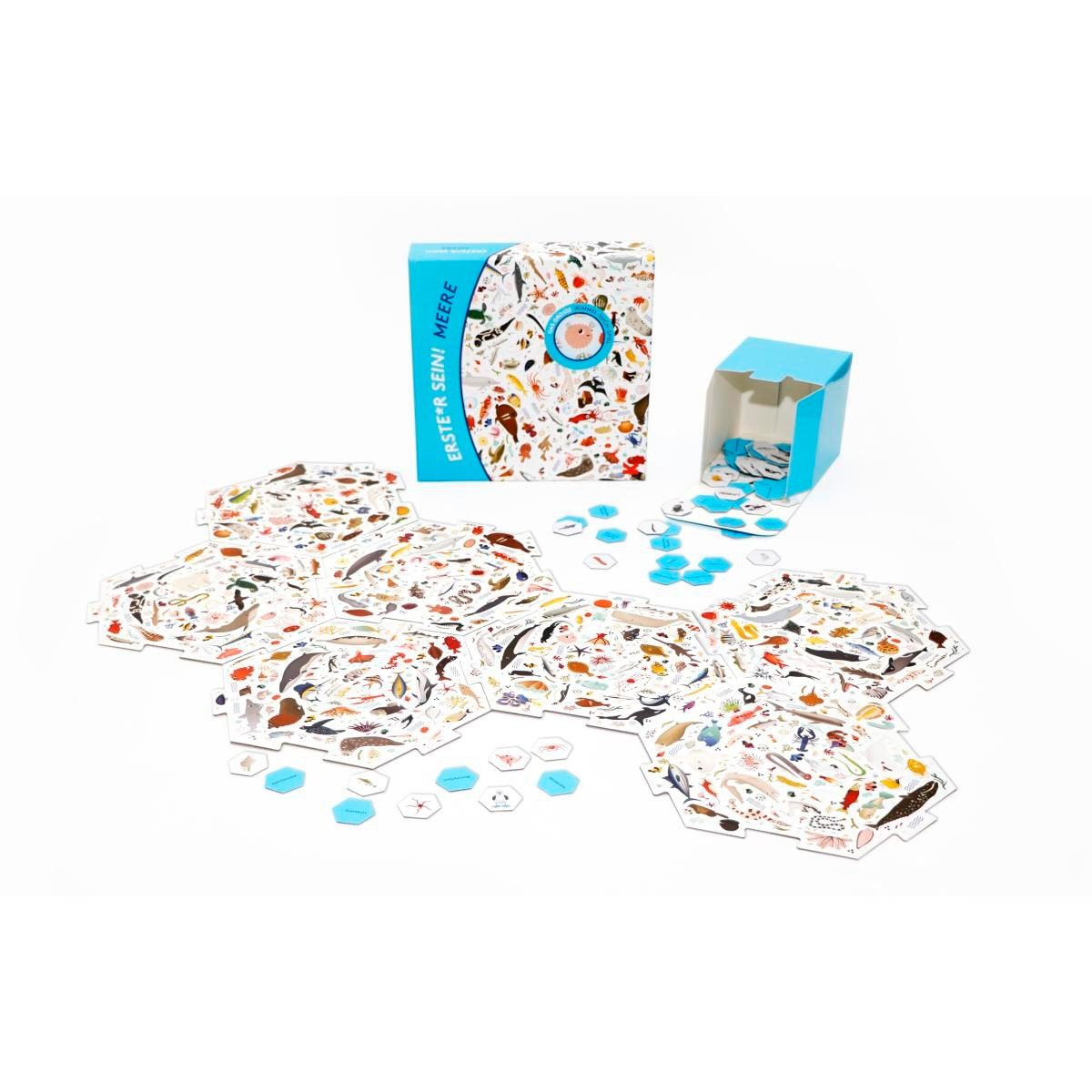 Laurence King Spiel Erste*r sein! Meere - Wimmel-Suchspiel ab 4 Jahren, Meerestiere