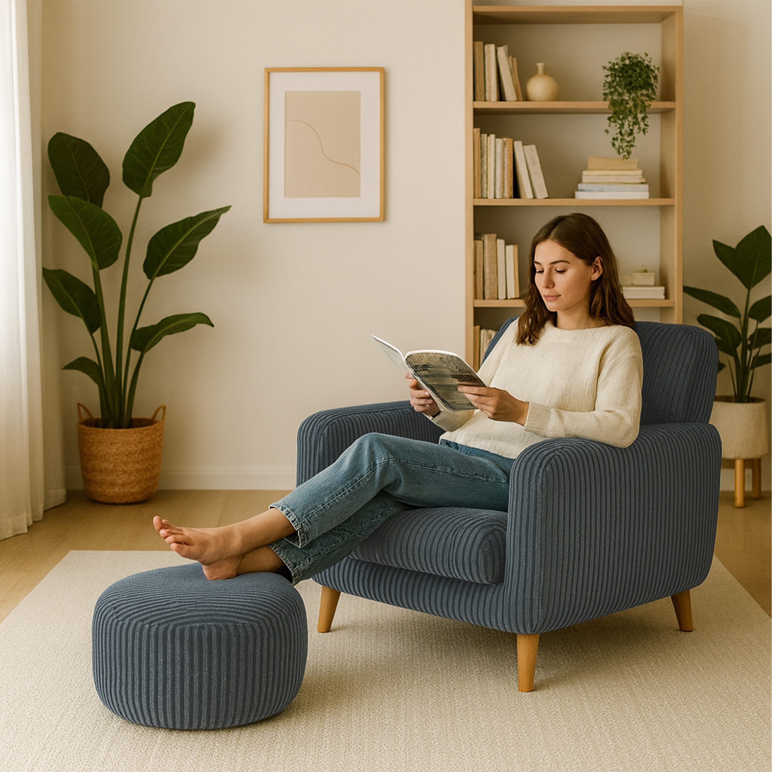 relaxdays Pouf mit Cordbezug, Dunkelgrau günstig online kaufen