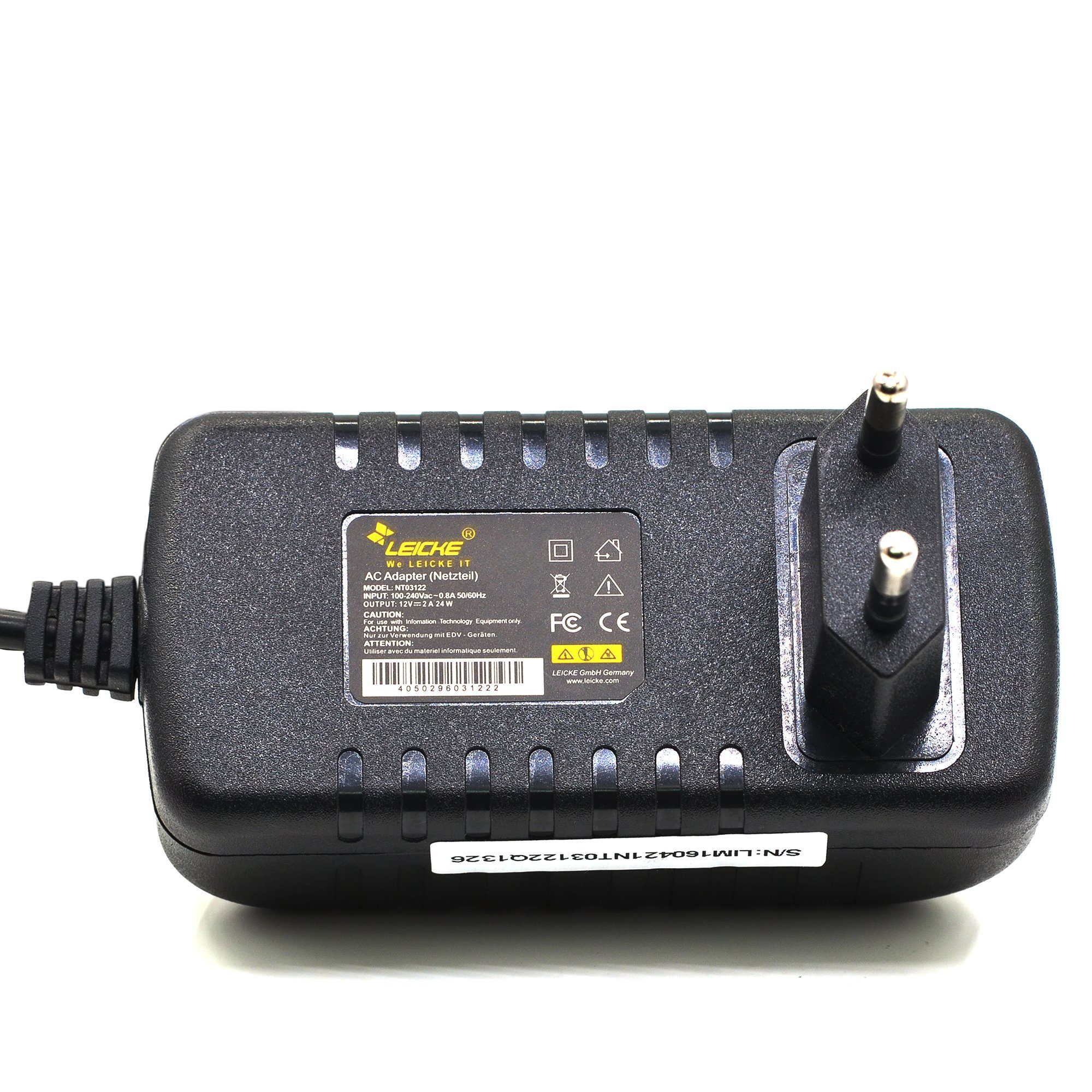 Leicke Netzteil 12V 2A Ladegerät Maximal Steckernetzteil 24W für LED-Streifen Netzteil (FW7577/EU/12 baugleich mit 311P0W067, 311P0W068, 311P0W044)