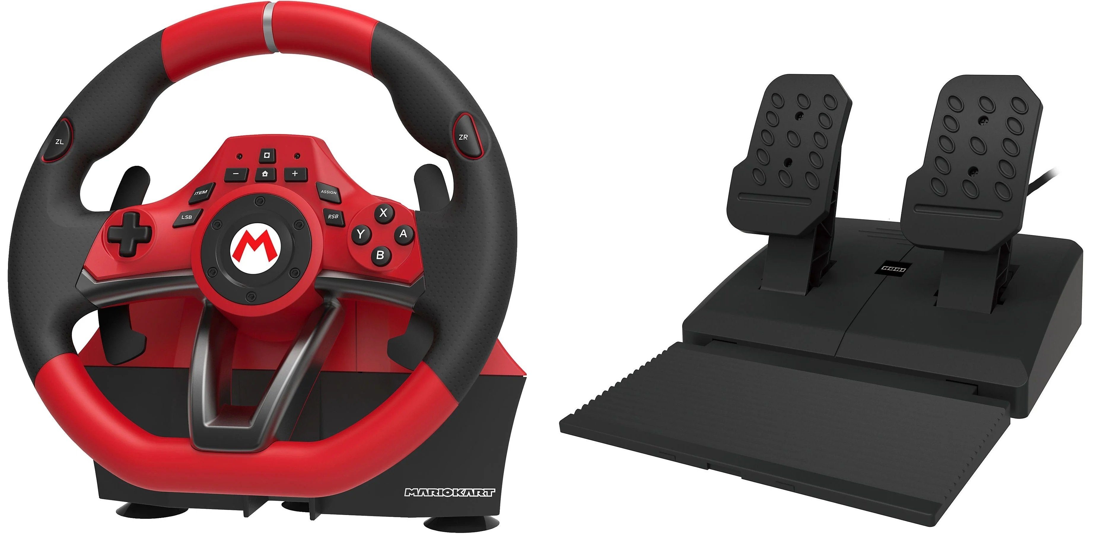 Hori Lenkrad Switch Mario Kart Racing Wheel Pro Deluxe mit Pedal Gaming-Lenkrad (Set, programmierbare Tasten)