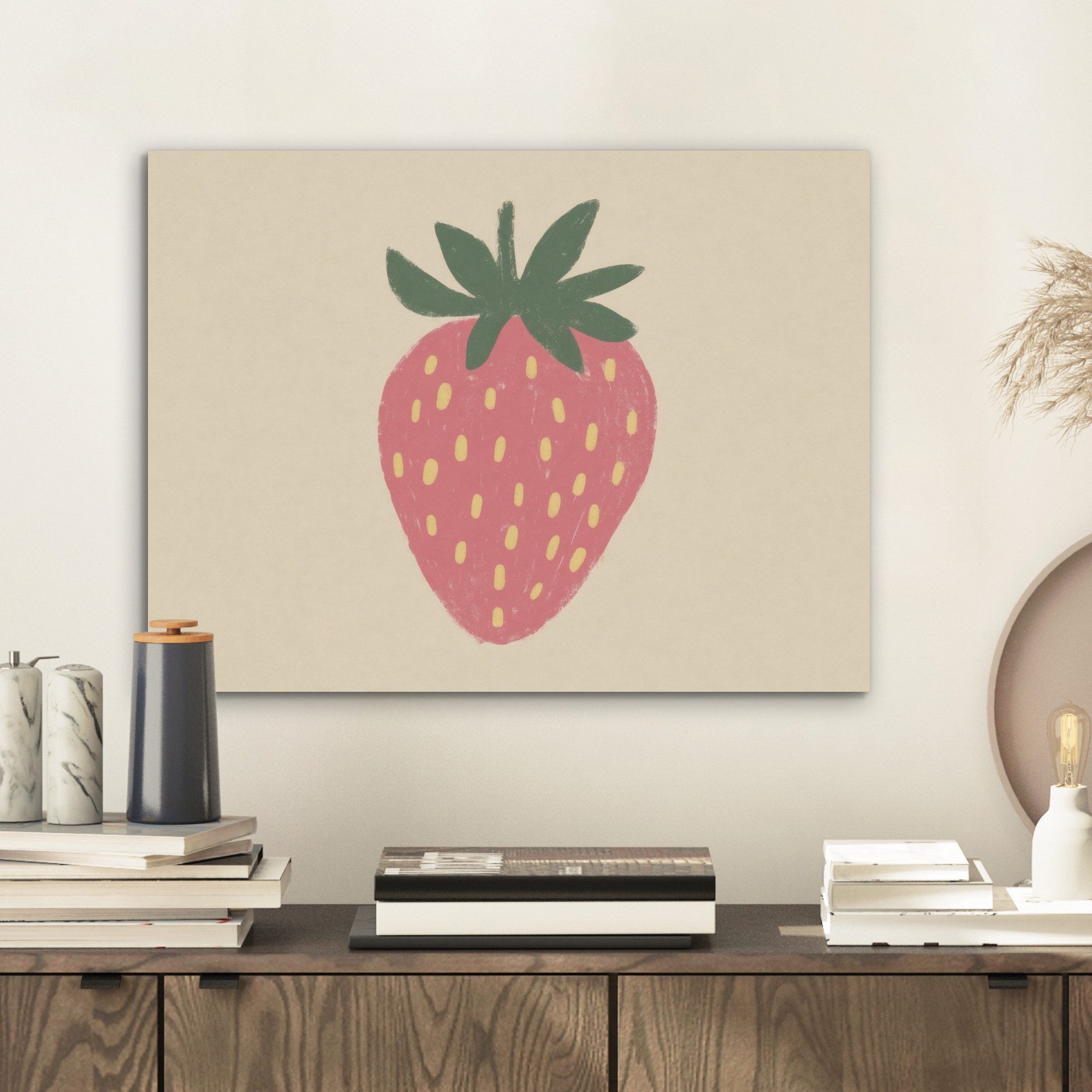 MuchoWow Gemälde Erdbeere - Minimalistisch - günstig online kaufen