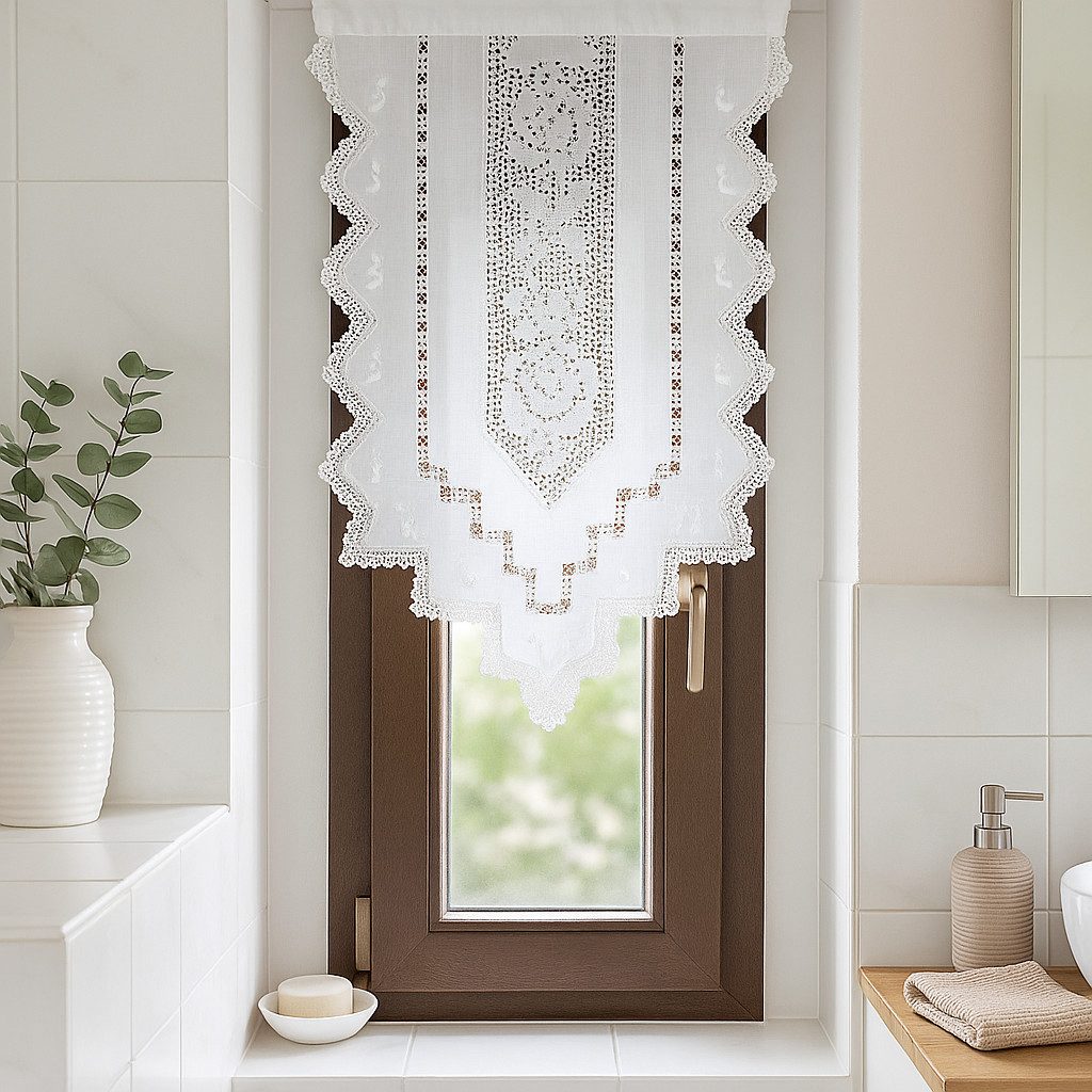 HOSSNER - ART OF HOME DECO Scheibengardine 40x60 cm (1 St), blickdicht, Baumwolle, Vintage, Romantische Stickerei