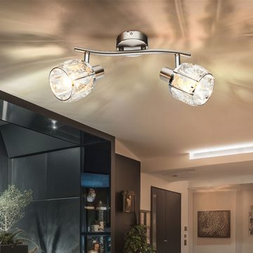 etc-shop LED Deckenleuchte, Leuchtmittel inklusive, Warmweiß, Decken Lampe Glas Kristall Leuchte Wohn Zimmer Chrom Spots-
