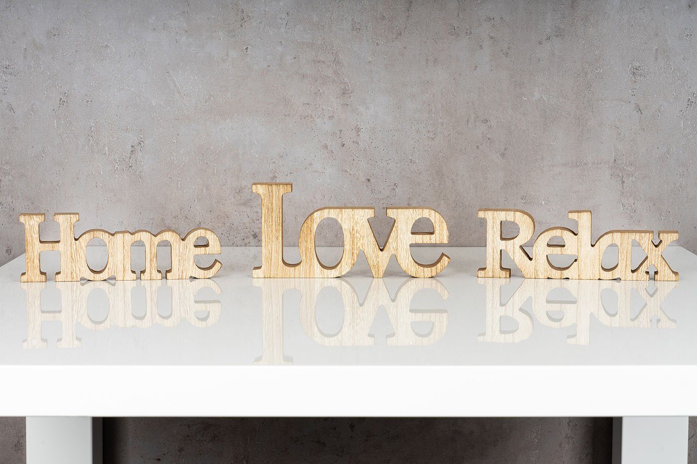 3er Love Schriftzug levandeo Relax Home Deko-Schriftzug, Levandeo® Holz braun Natur Set