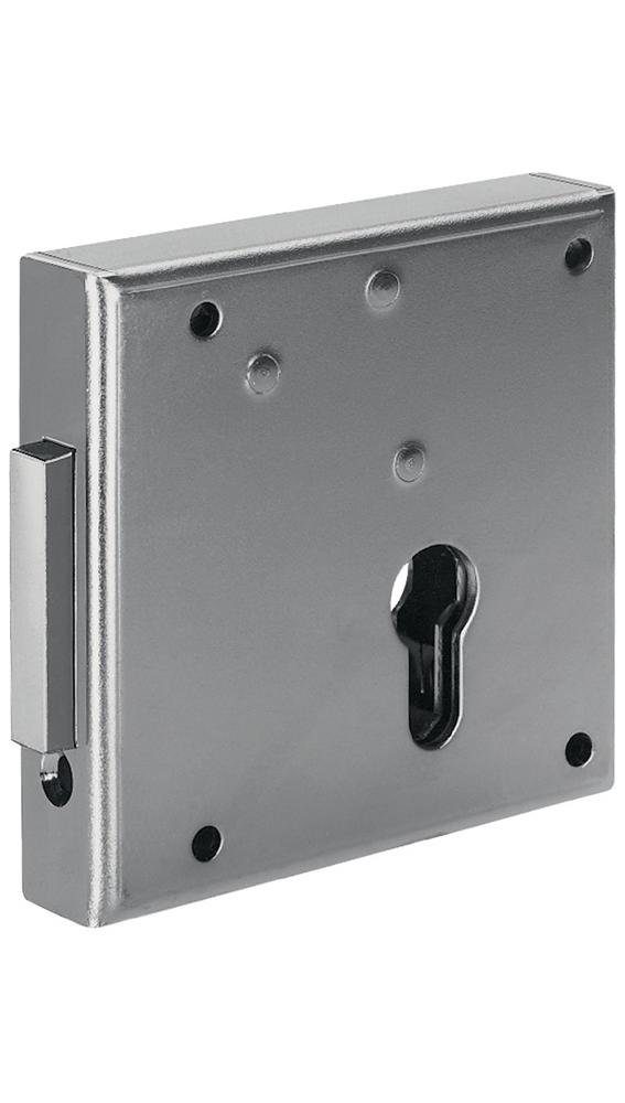 AMF Türbeschlag Gittertor-Riegelschloss 100 DIN links PZ aufliegend Dornmaß 65 mm