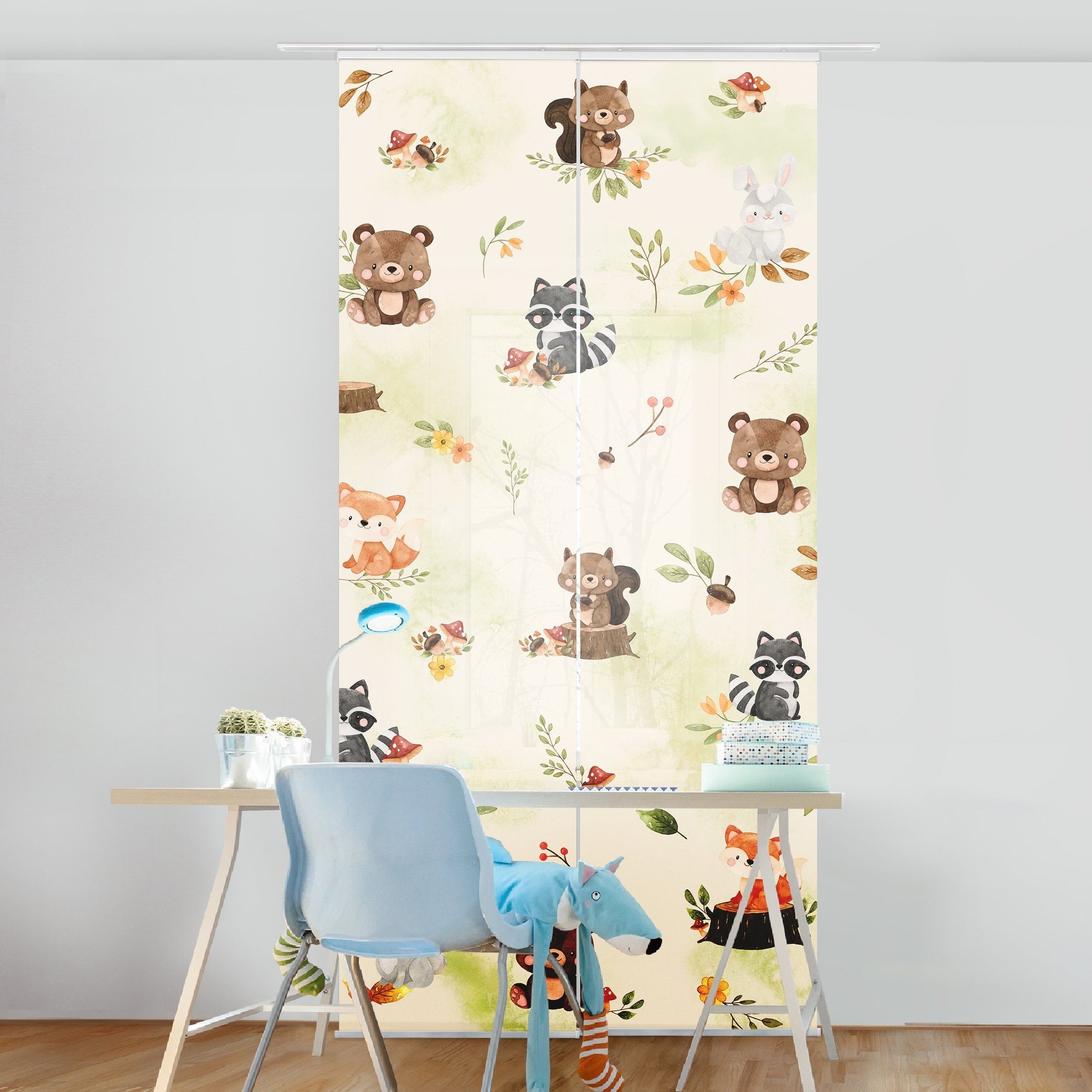 Bilderdepot24 Schiebegardine modern Flächenvorhang blickdicht Waldtiere günstig online kaufen