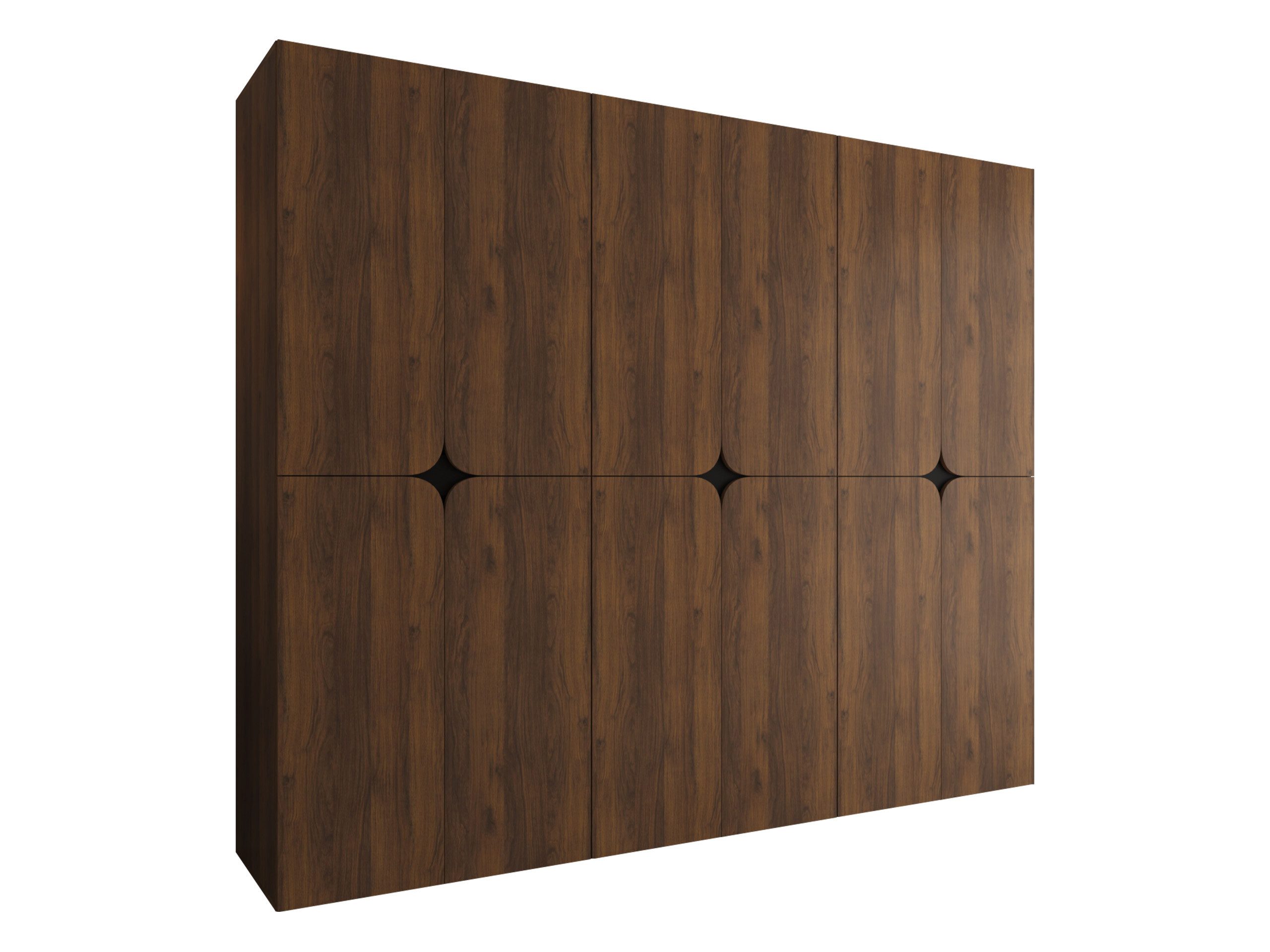 MIRJAN24 Kleiderschrank Espresso 240 (mit zwölf Drehtüren) sechs Kleiderstangen, Griffloses Öffnen