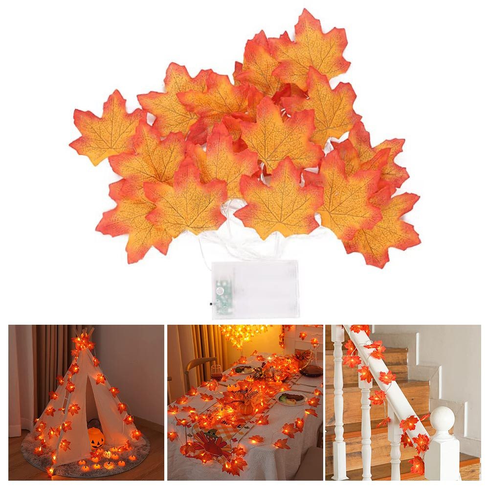 Lapamax LED-Lichterkette Herbst Lichterkette Batterie mit Ahornblättern, 1,5–6M, Halloween Deko, 2 Modi, für Halloween Theme Erntedankfest Weihnachtsfeiern
