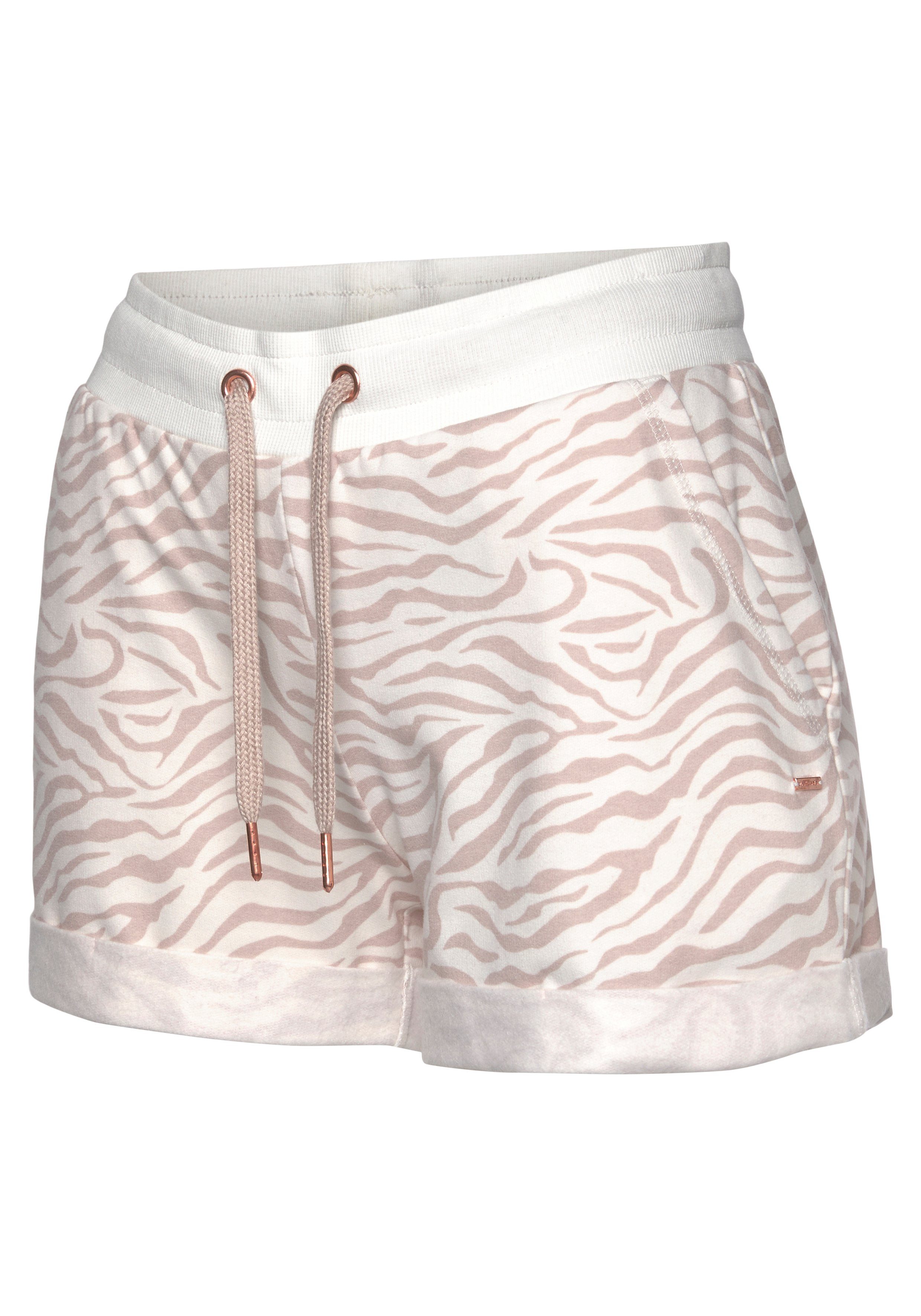 Rippbündchen LASCANA Umschlagsaum und nougat-beige mit Shorts