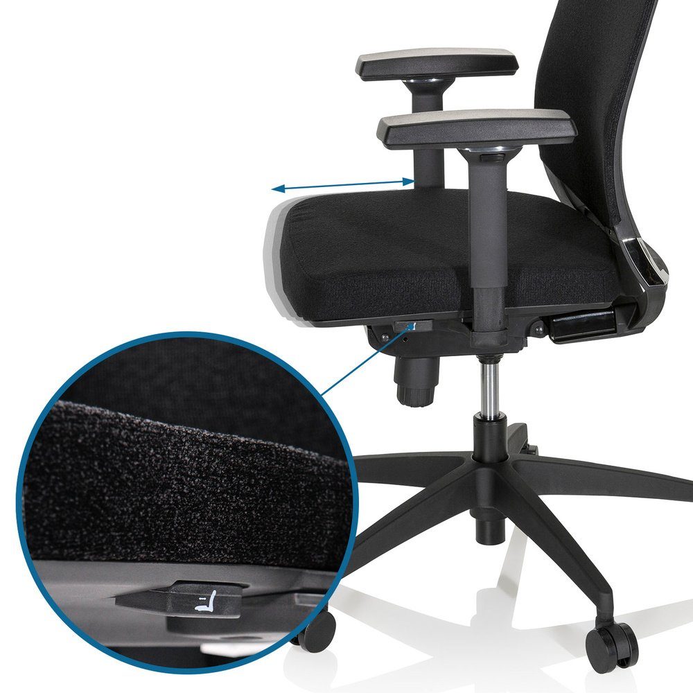 Bürostuhl Profi (1 PORTO Schreibtischstuhl Drehstuhl Stoff ergonomisch Schwarz HIGH I hjh St), OFFICE MAX