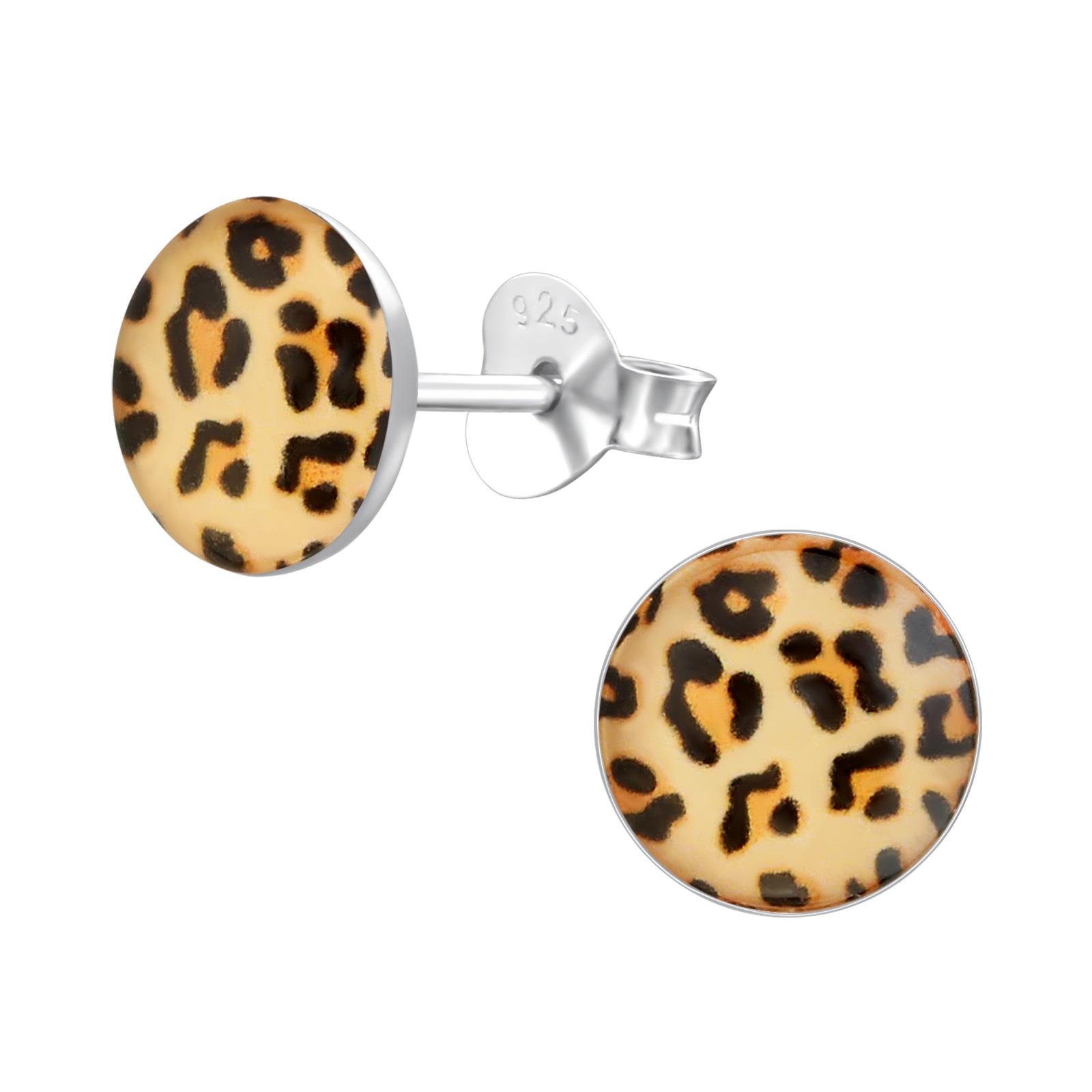 Monkimau Paar Ohrstecker Leopard Ohrringe 925 aus Silber (Packung)