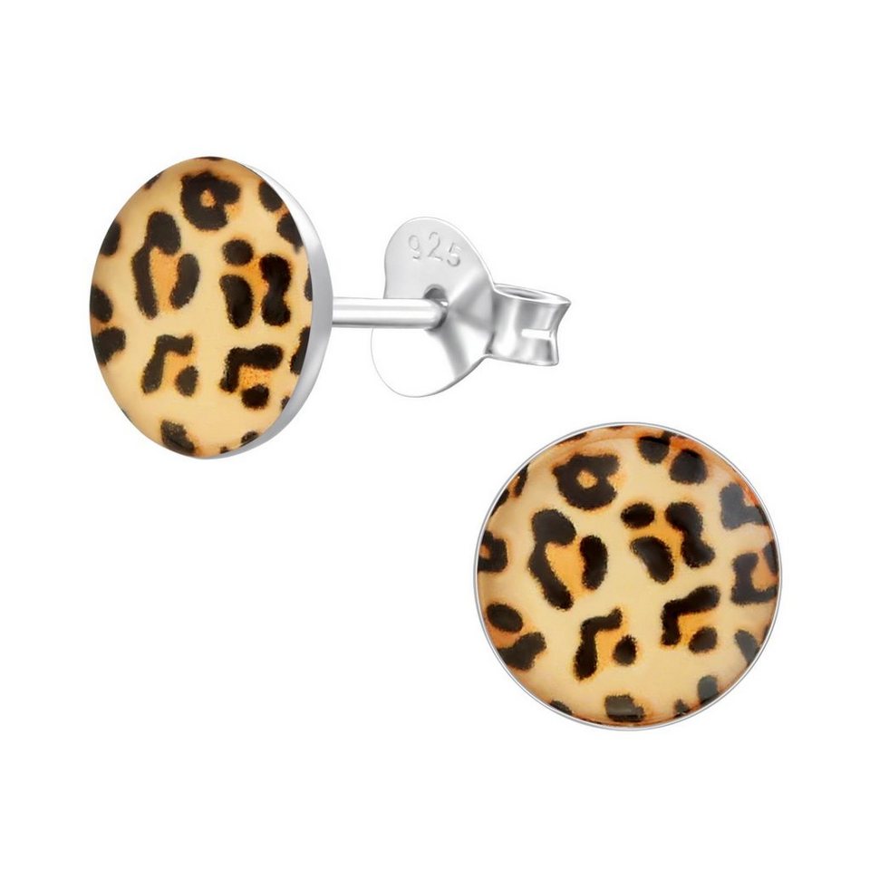 Monkimau Paar Ohrstecker Leopard Ohrringe aus 925 Silber (Packung)