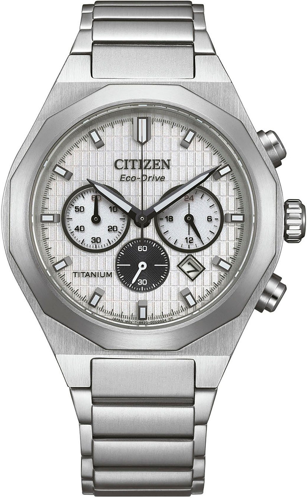 Citizen Chronograph CA4690-51A, Armbanduhr, Solar, Titan, Herrenuhr, analog, Tag, Stoppfunktion