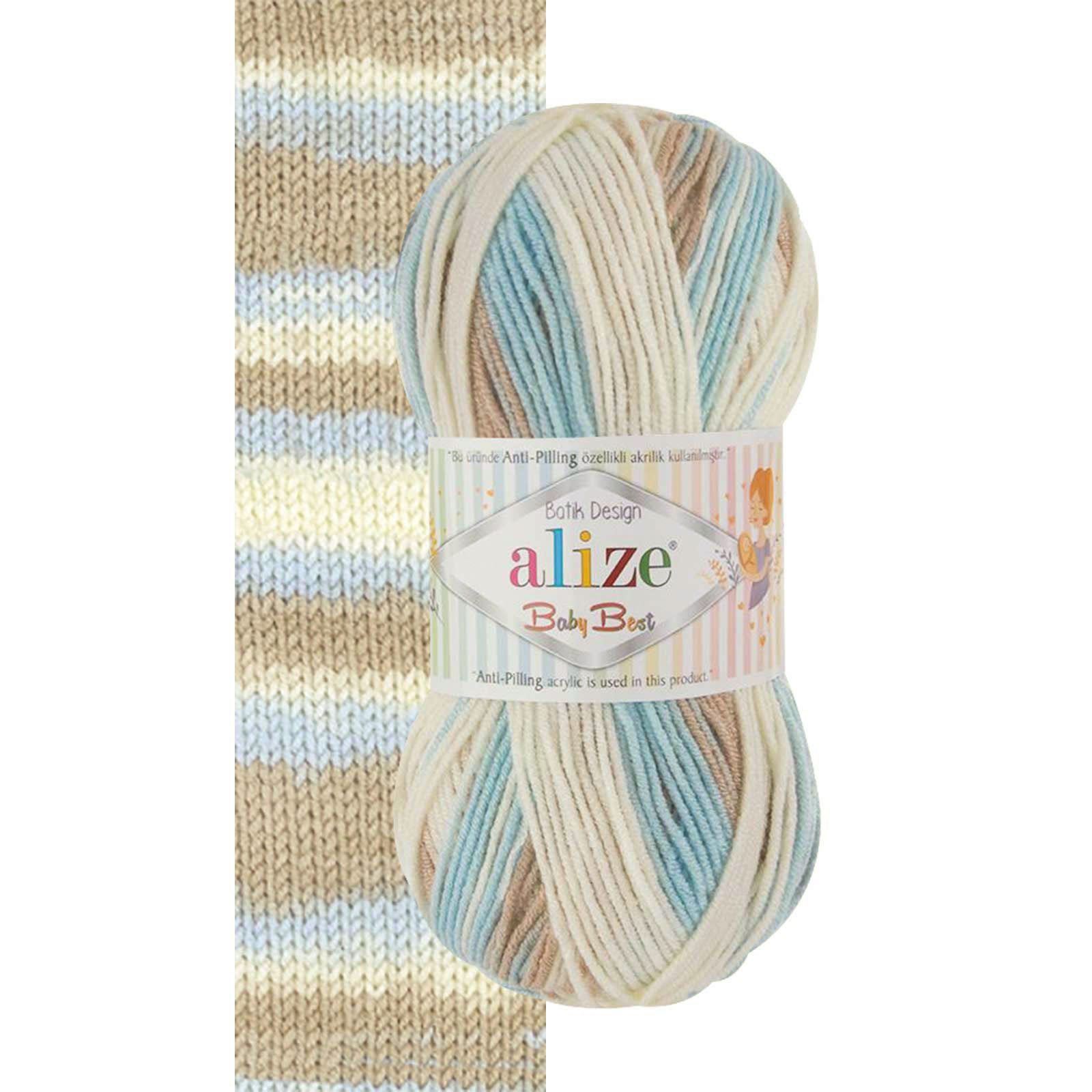 Alize 5 x 100g Strickgarn ALIZE Baby Best Batik Antipilling Häkelwolle, 240 m (Sparpaket), 6657
