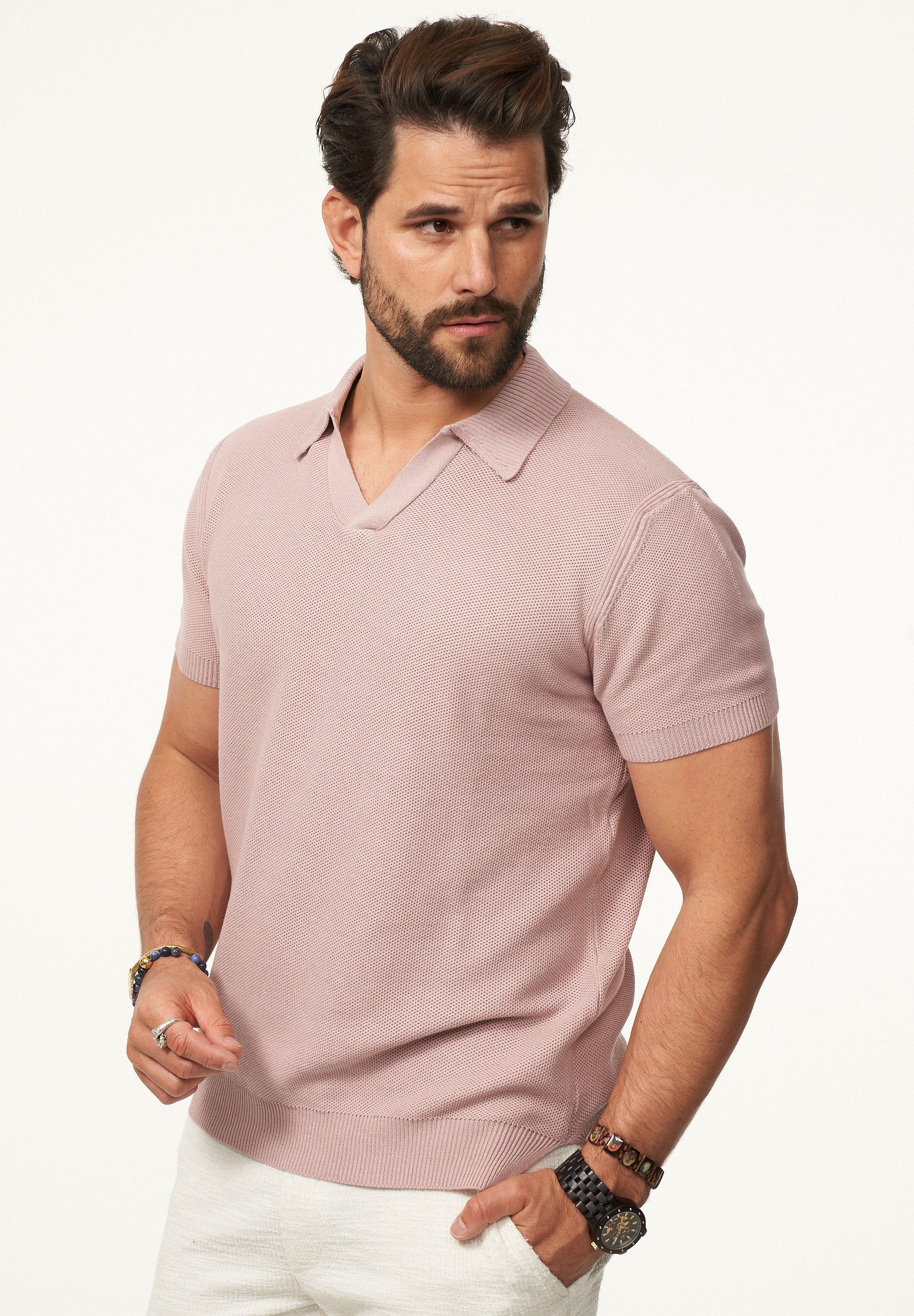 SOULSTAR Poloshirt mit offenem Kragen Herren Kurzarm Strick Polo-Hemd T-Shi günstig online kaufen