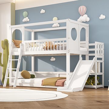 PFCTART Etagenbett Kinder-Etagenbett,Doppelbett,multifunktionales Kinderbett,mit Rutsche (ohne Matratze)