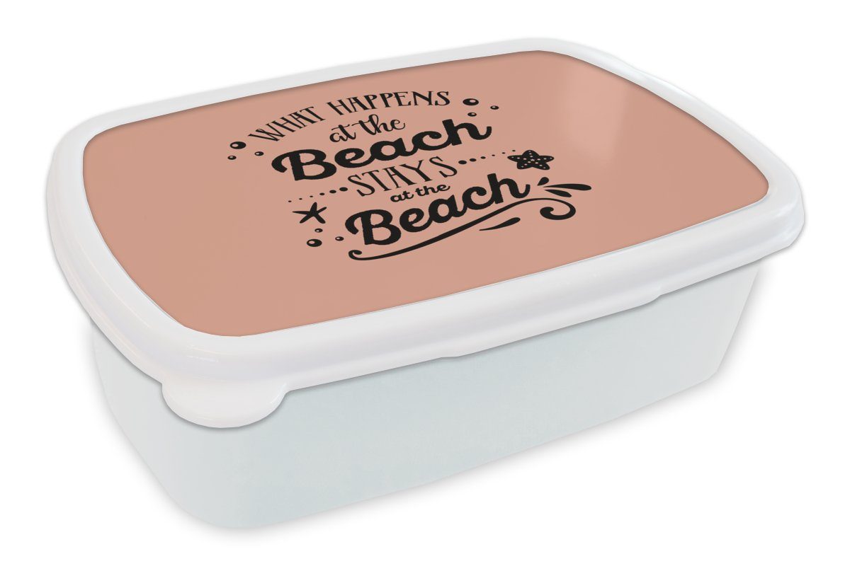 MuchoWow Lunchbox Sommer - Zitate - Seestern, Kunststoff, (2-tlg), Brotbox für Kinder und Erwachsene, Brotdose, für Jungs und Mädchen weiß