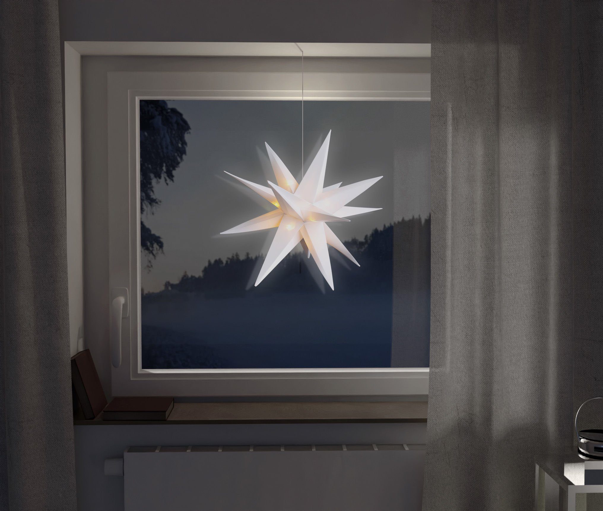 Spetebo LED Stern 3D LED Stern mit 15 LED in warm weiß - 25 cm, Timer, LED günstig online kaufen